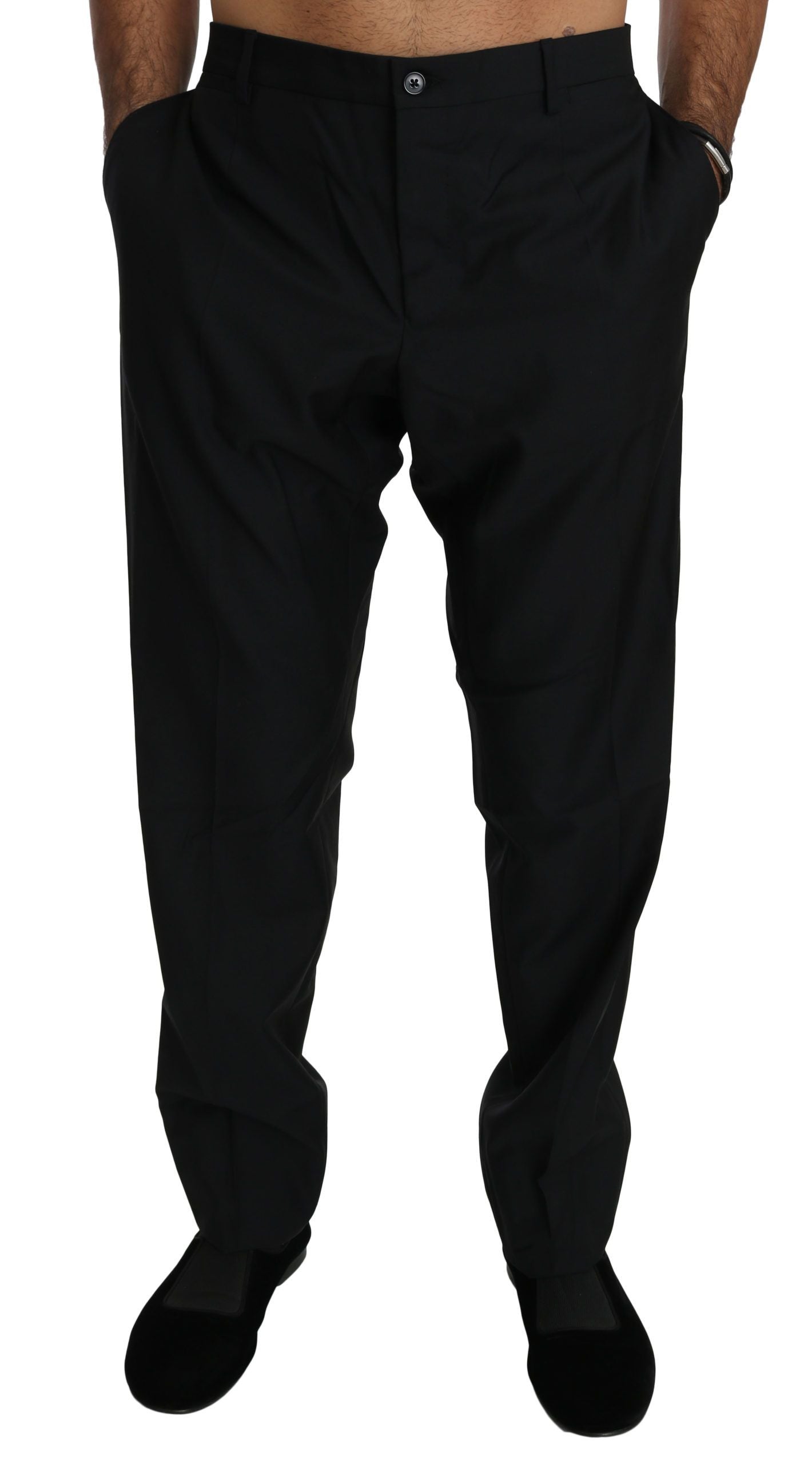 Dolce & Gabbana Black Dress Formal Trousers Men's Wool Pants