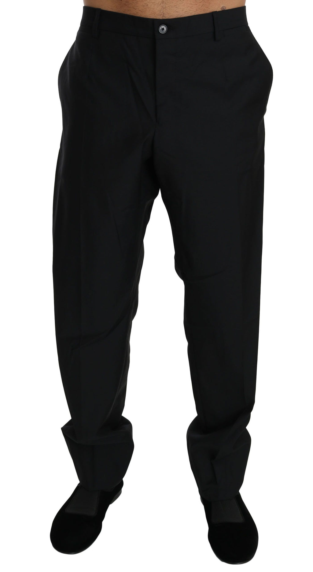 Dolce & Gabbana Black Dress Formal Trousers Men's Wool Pants