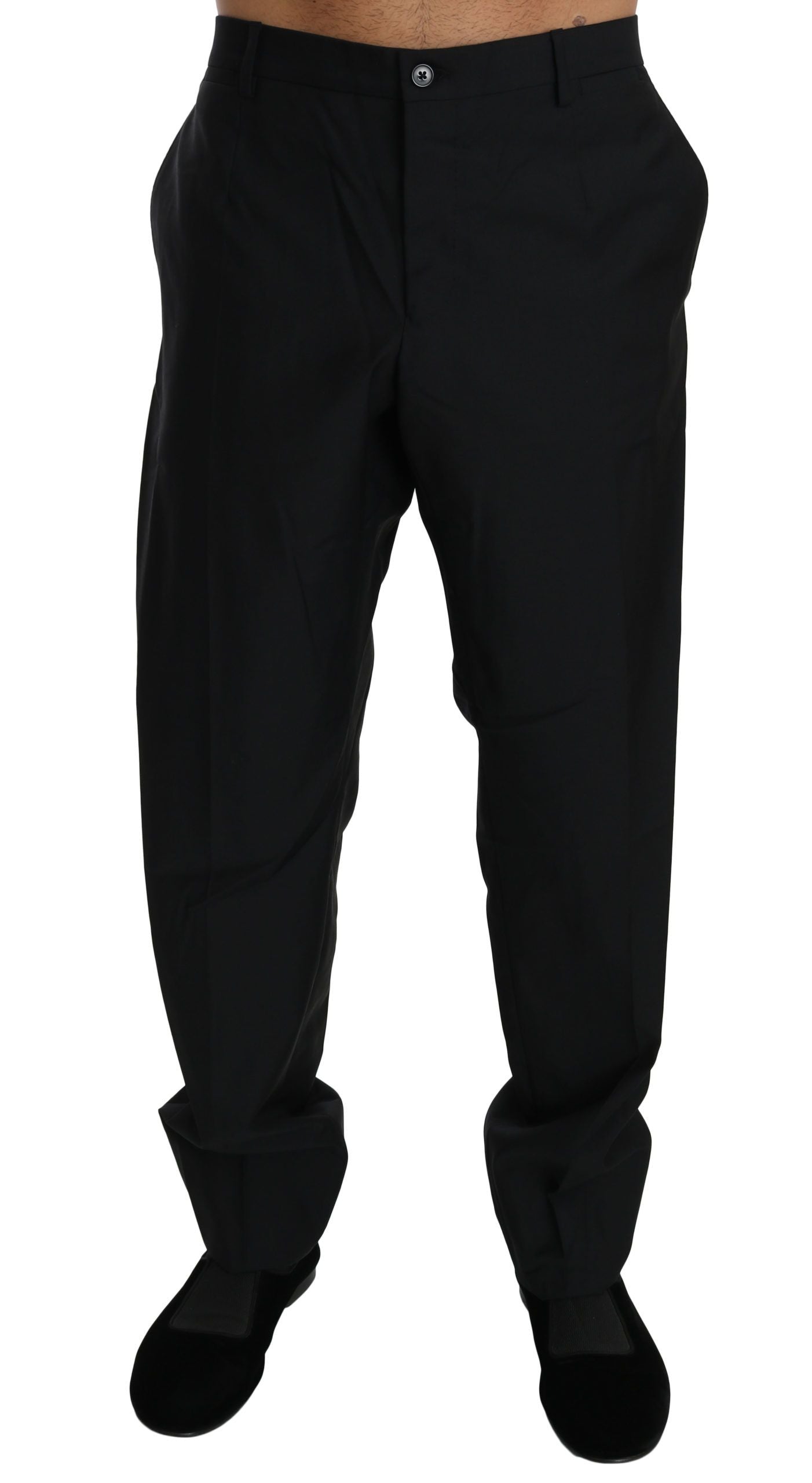 Dolce & Gabbana Black Dress Formal Trousers Men's Wool Pants