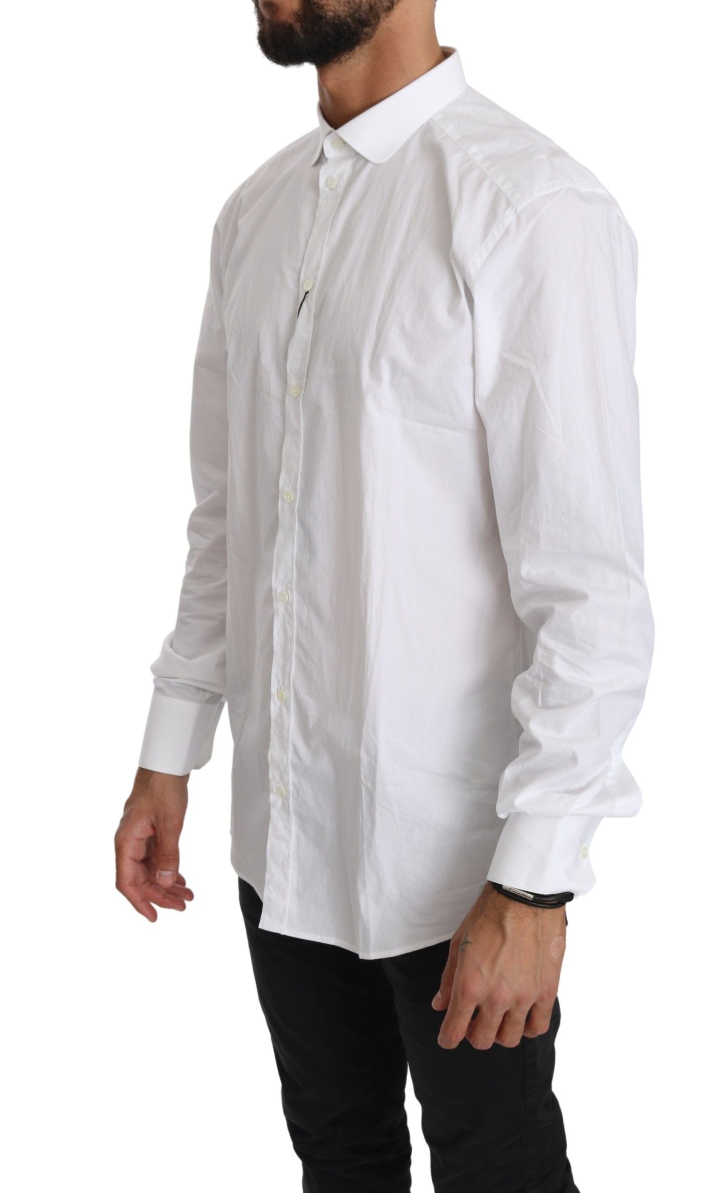 Dolce & Gabbana Weißes Langarmhemd aus Baumwolle