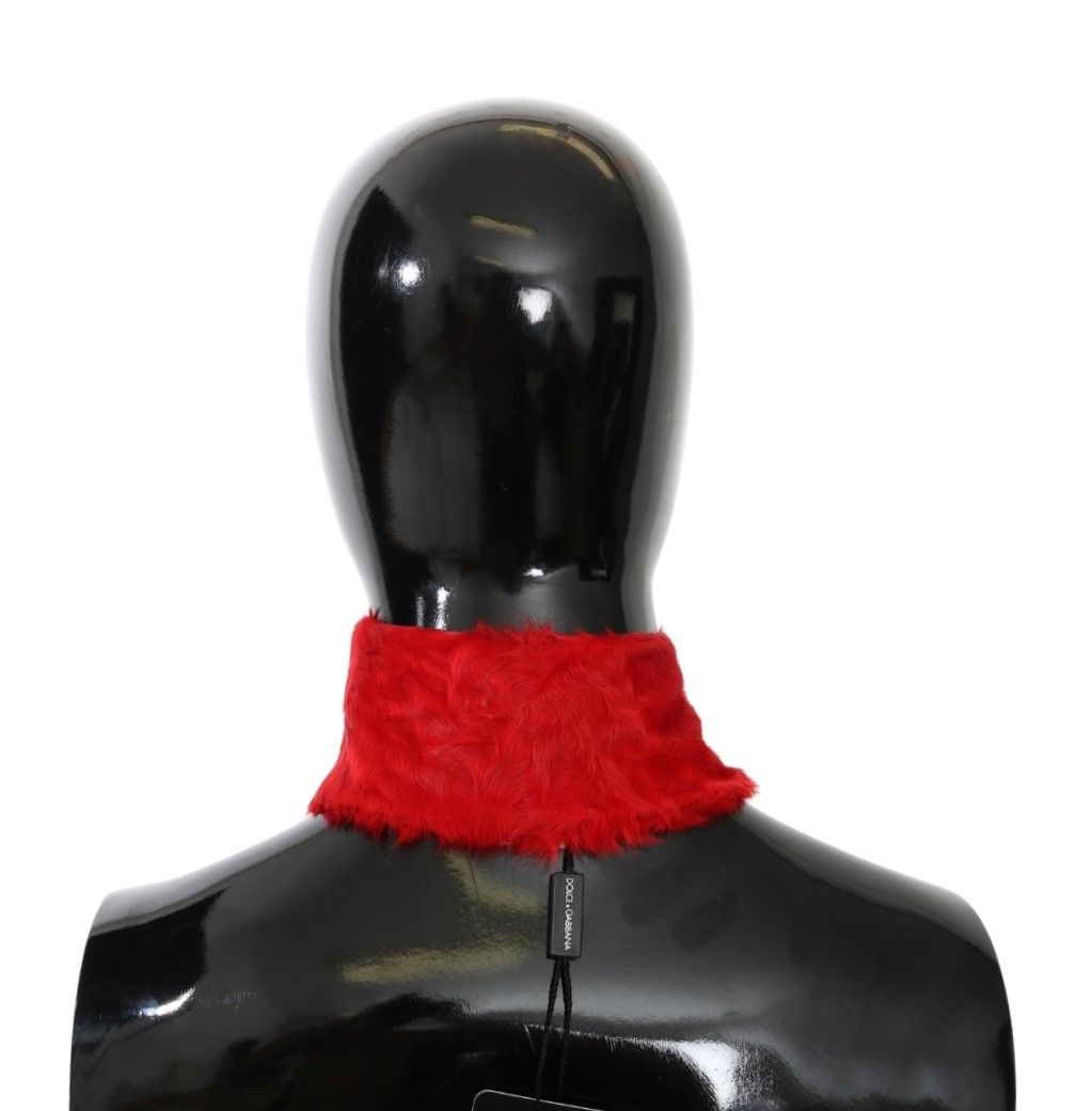 Dolce & Gabbana Roter Pelzkragen Wickel-Lammfellschal