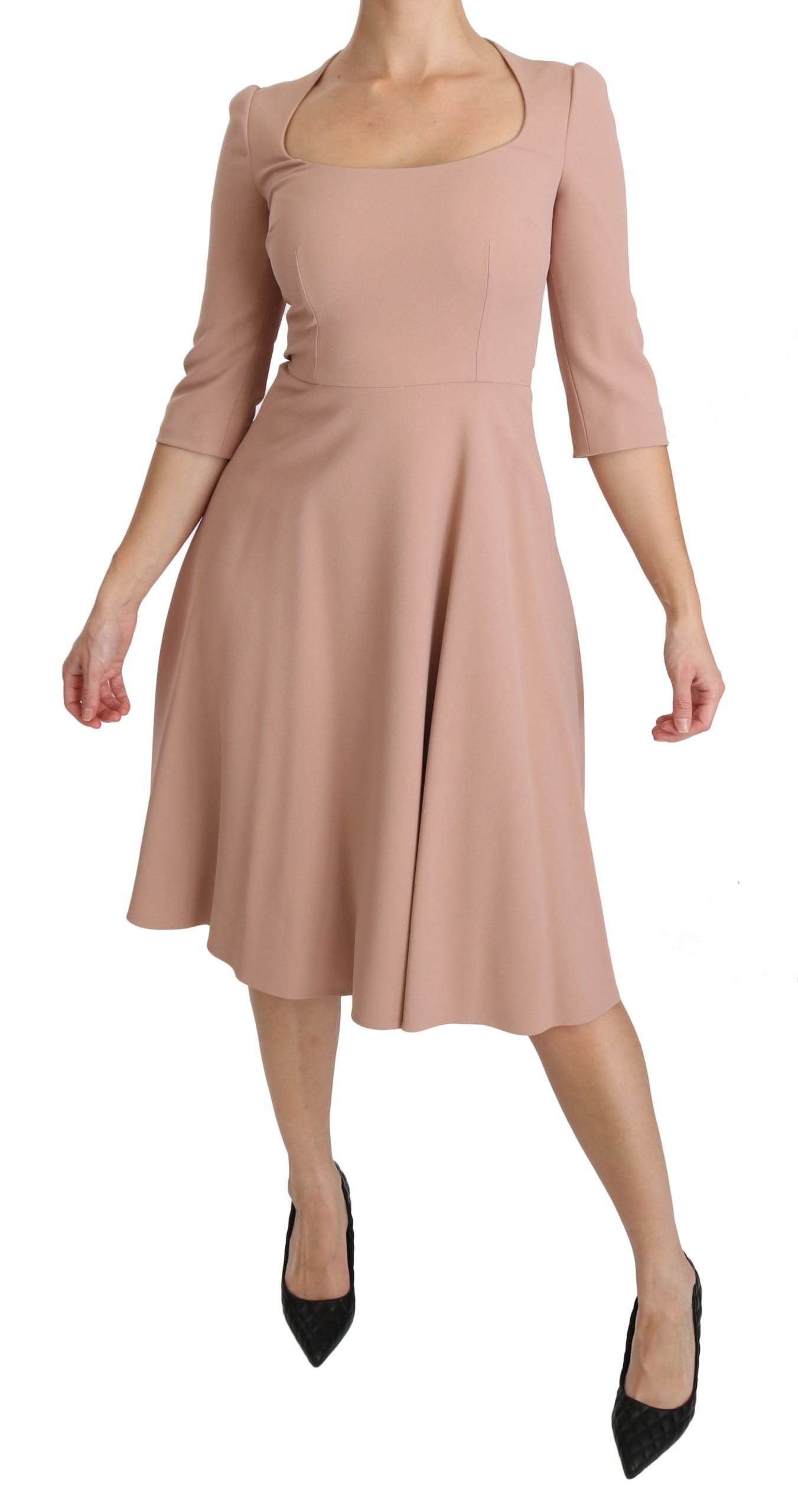 Dolce & Gabbana Rosa 3/4-Ärmel A-Linie Viskose Kleid