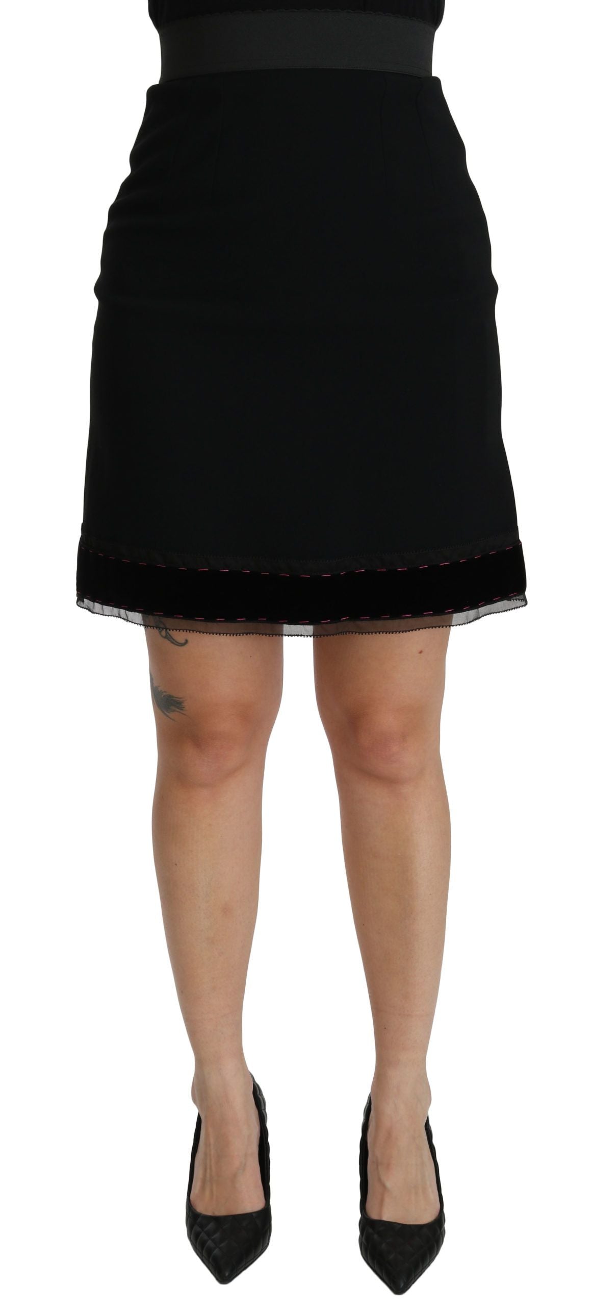 Dolce & Gabbana Black High-Waist A-Line Viscose Miniskirt