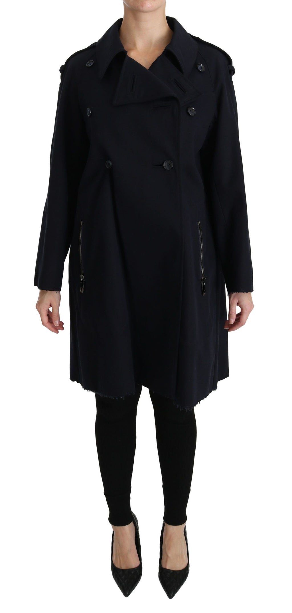 Dolce & Gabbana Coat Blue Cotton Women's Trench Coat