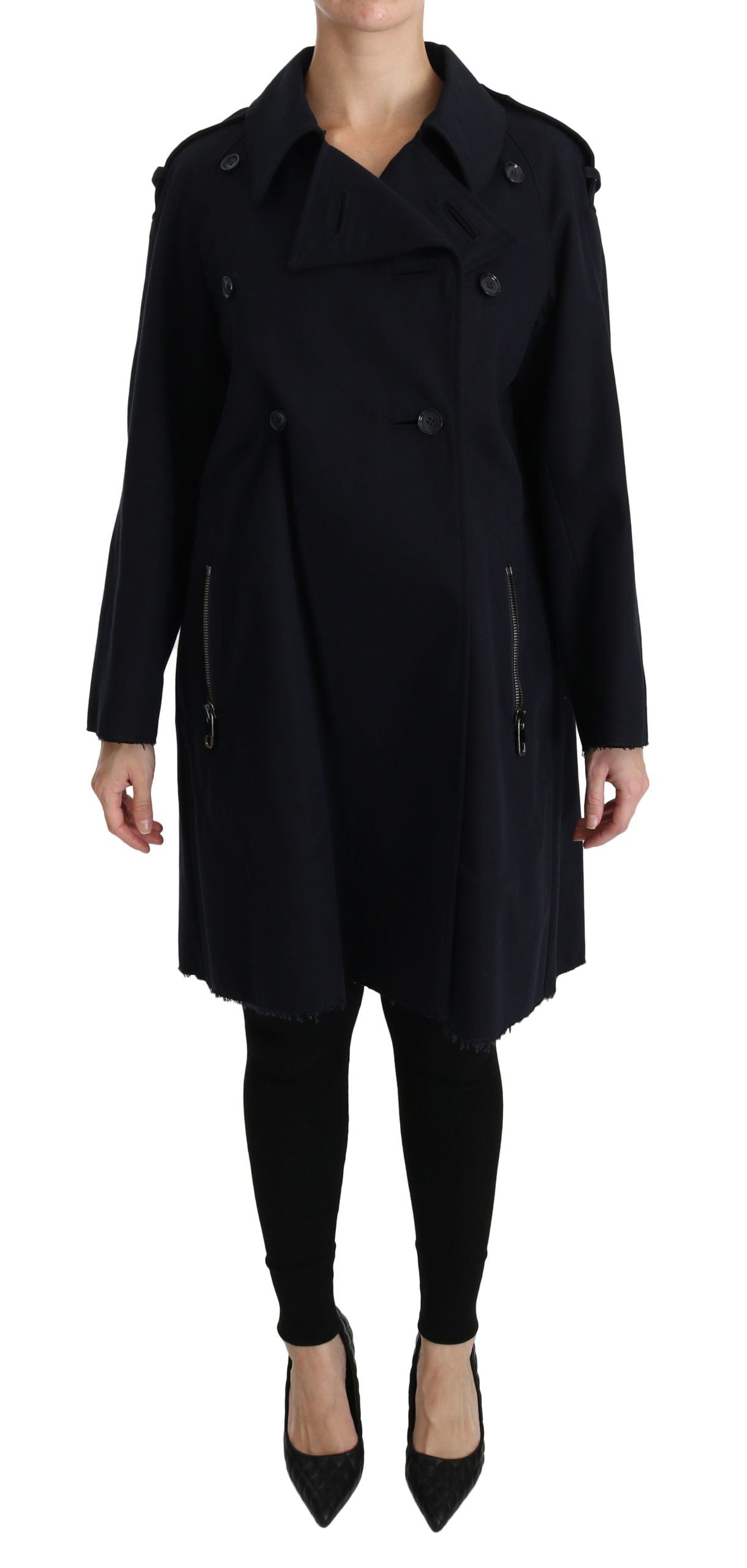Dolce & Gabbana Coat Blue Cotton Women's Trench Coat