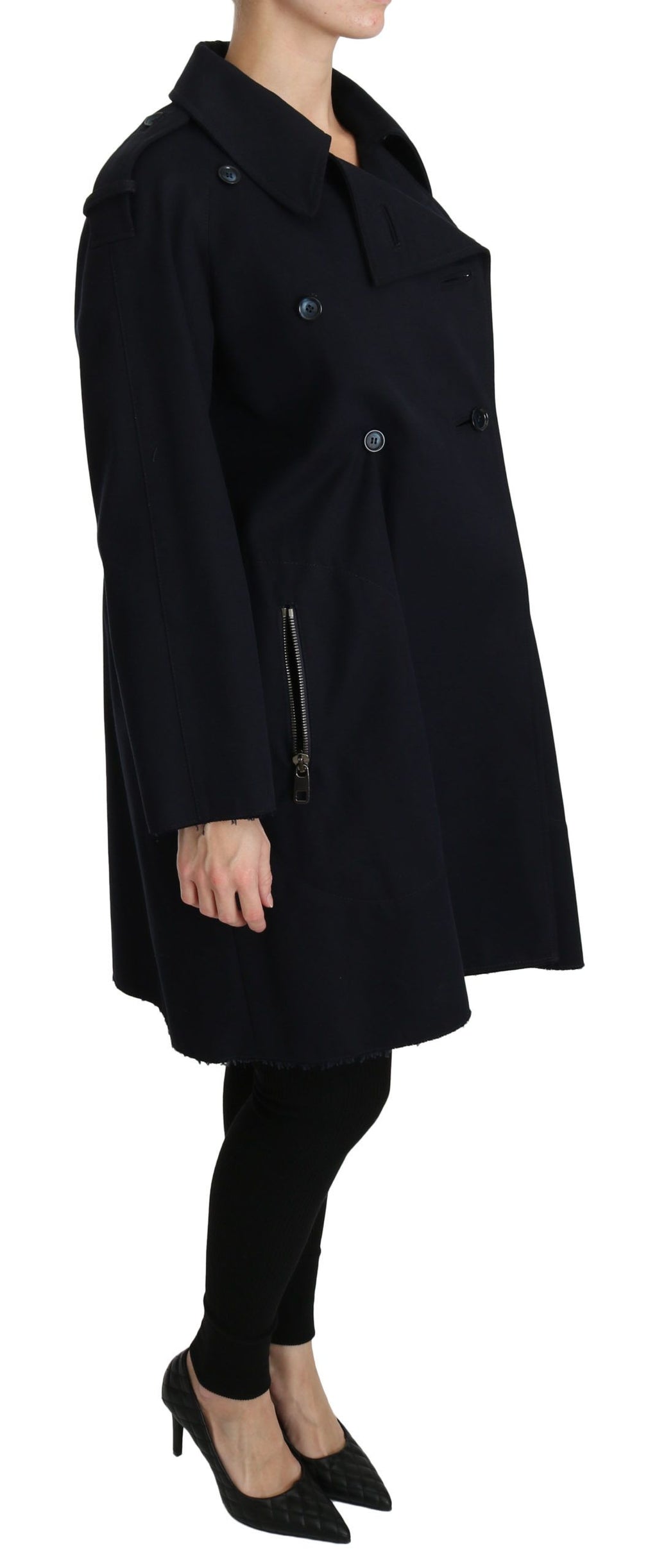 Dolce & Gabbana Coat Blue Cotton Women's Trench Coat
