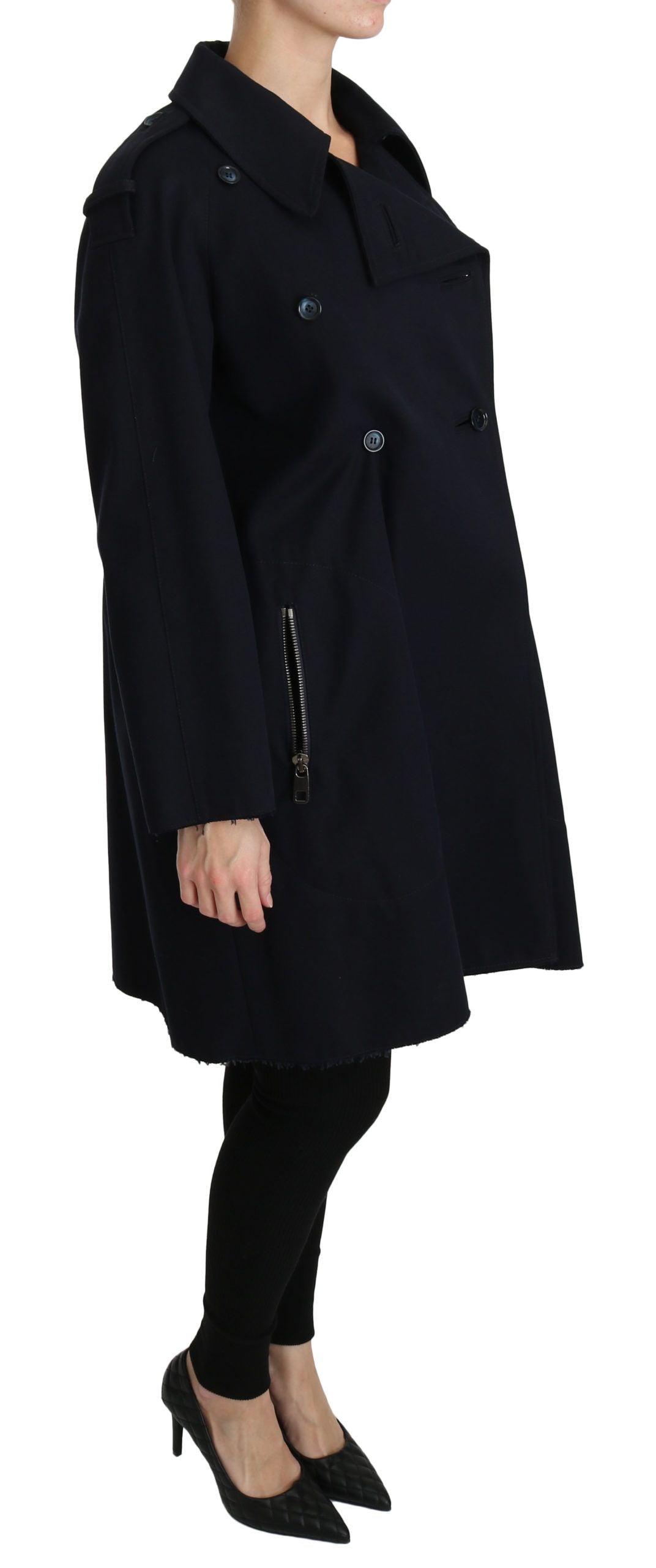 Dolce & Gabbana Coat Blue Cotton Women's Trench Coat