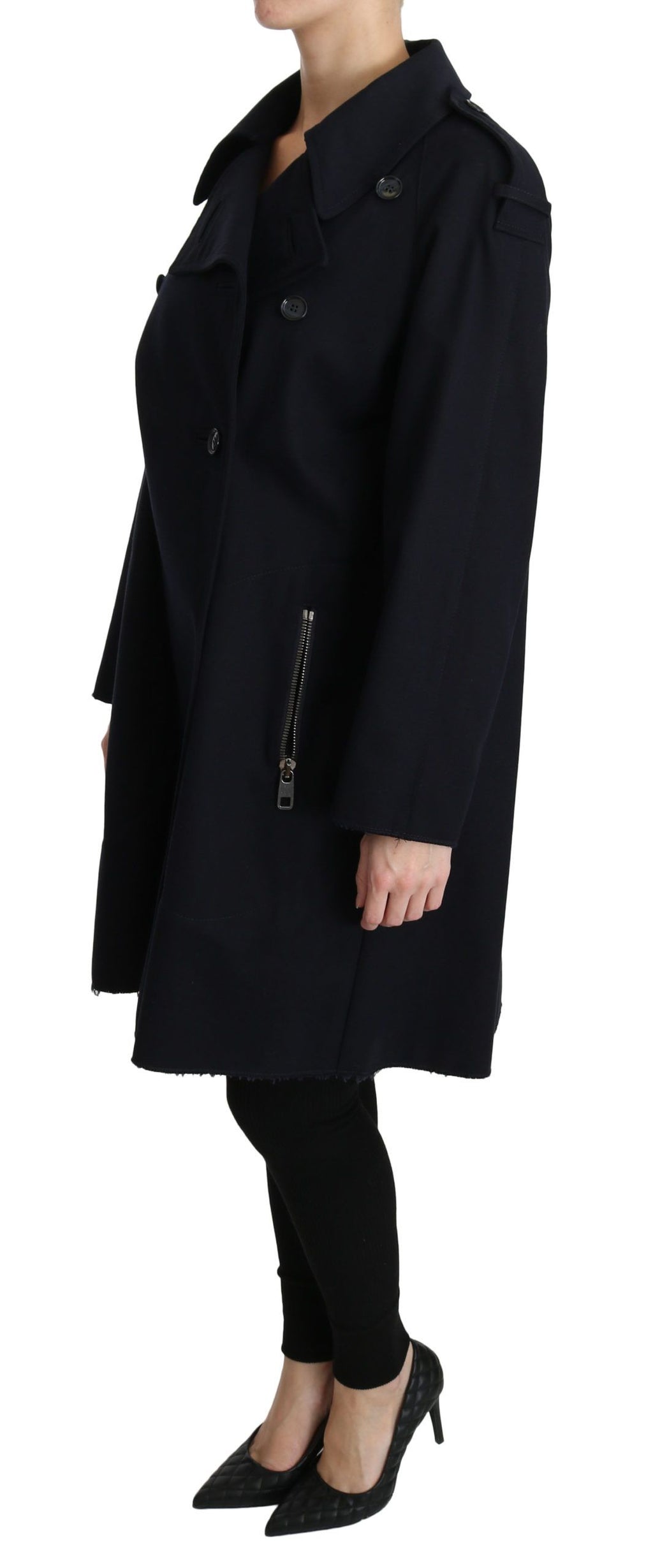 Dolce & Gabbana Coat Blue Cotton Women's Trench Coat