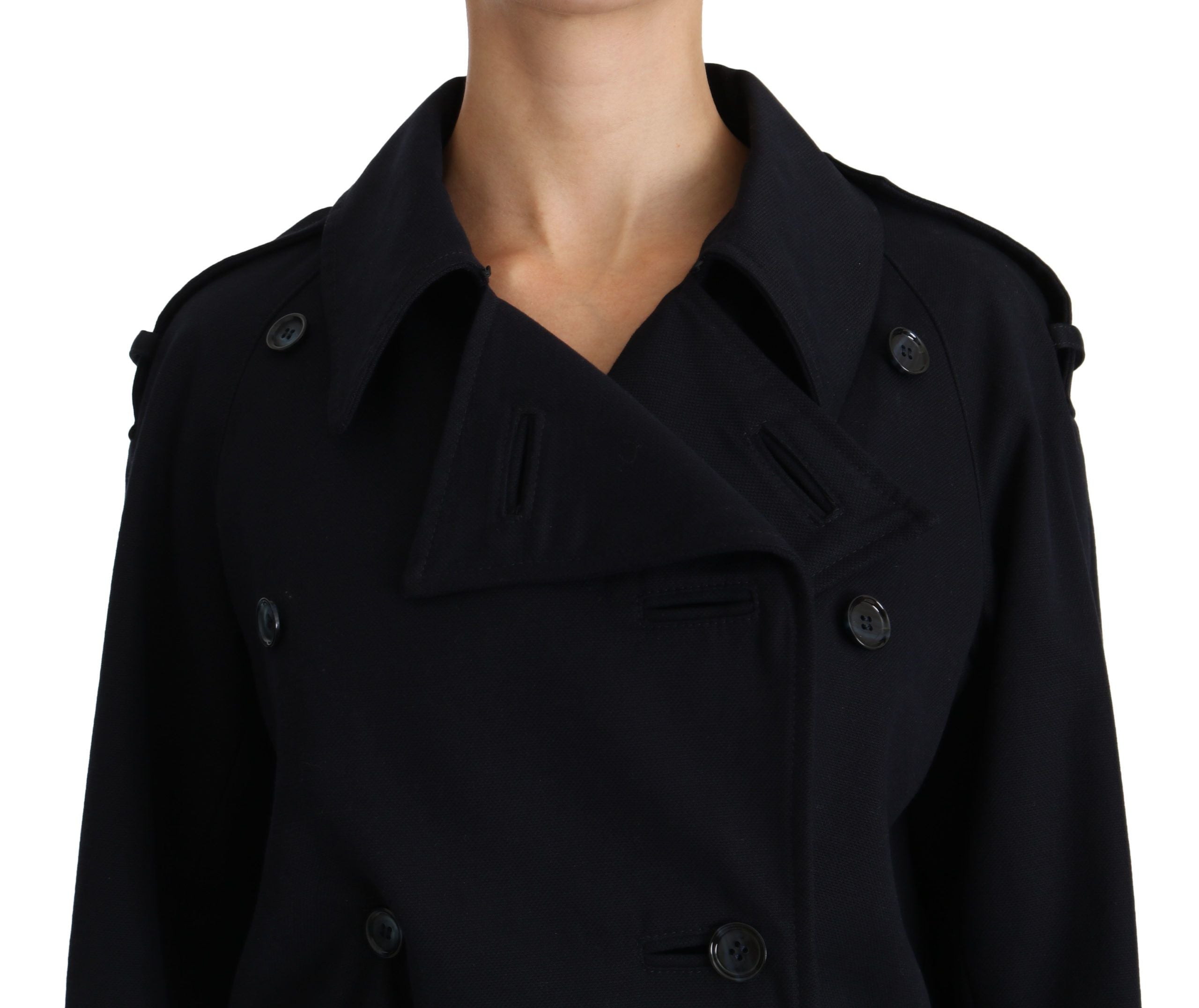 Dolce & Gabbana Coat Blue Cotton Women's Trench Coat