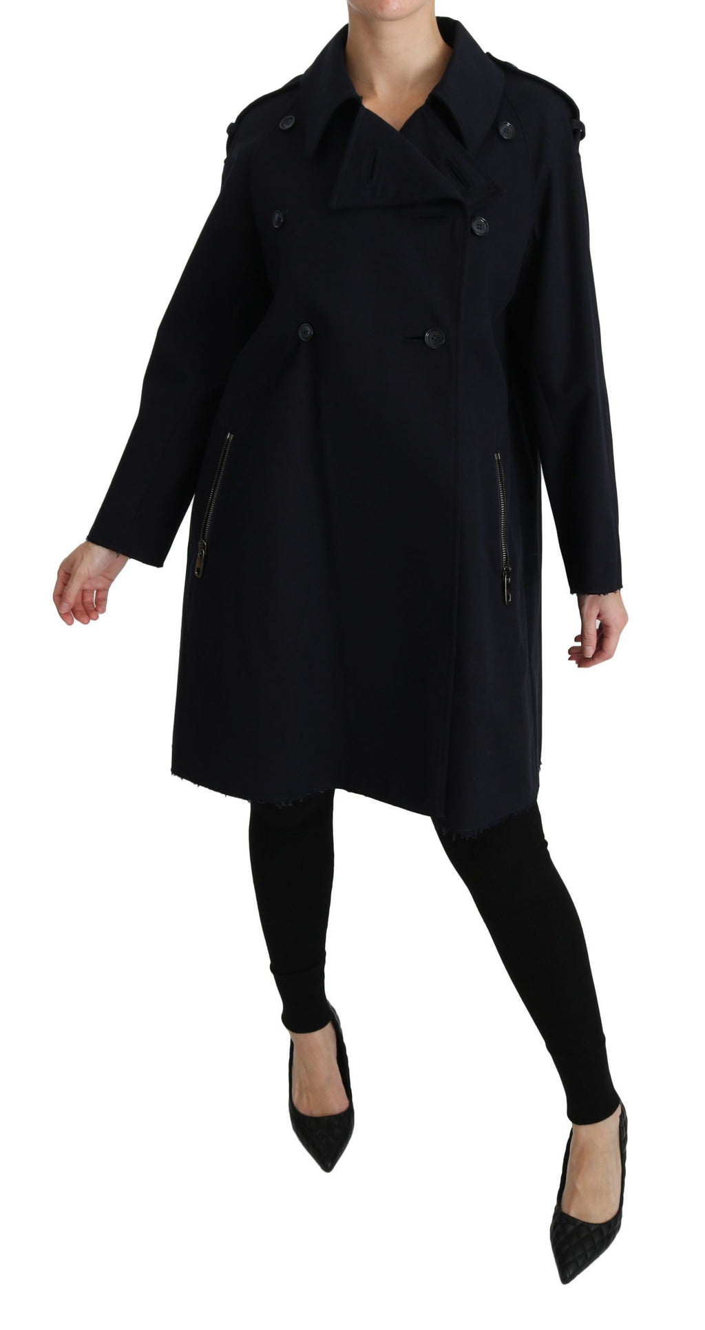 Dolce & Gabbana Coat Blue Cotton Women's Trench Coat