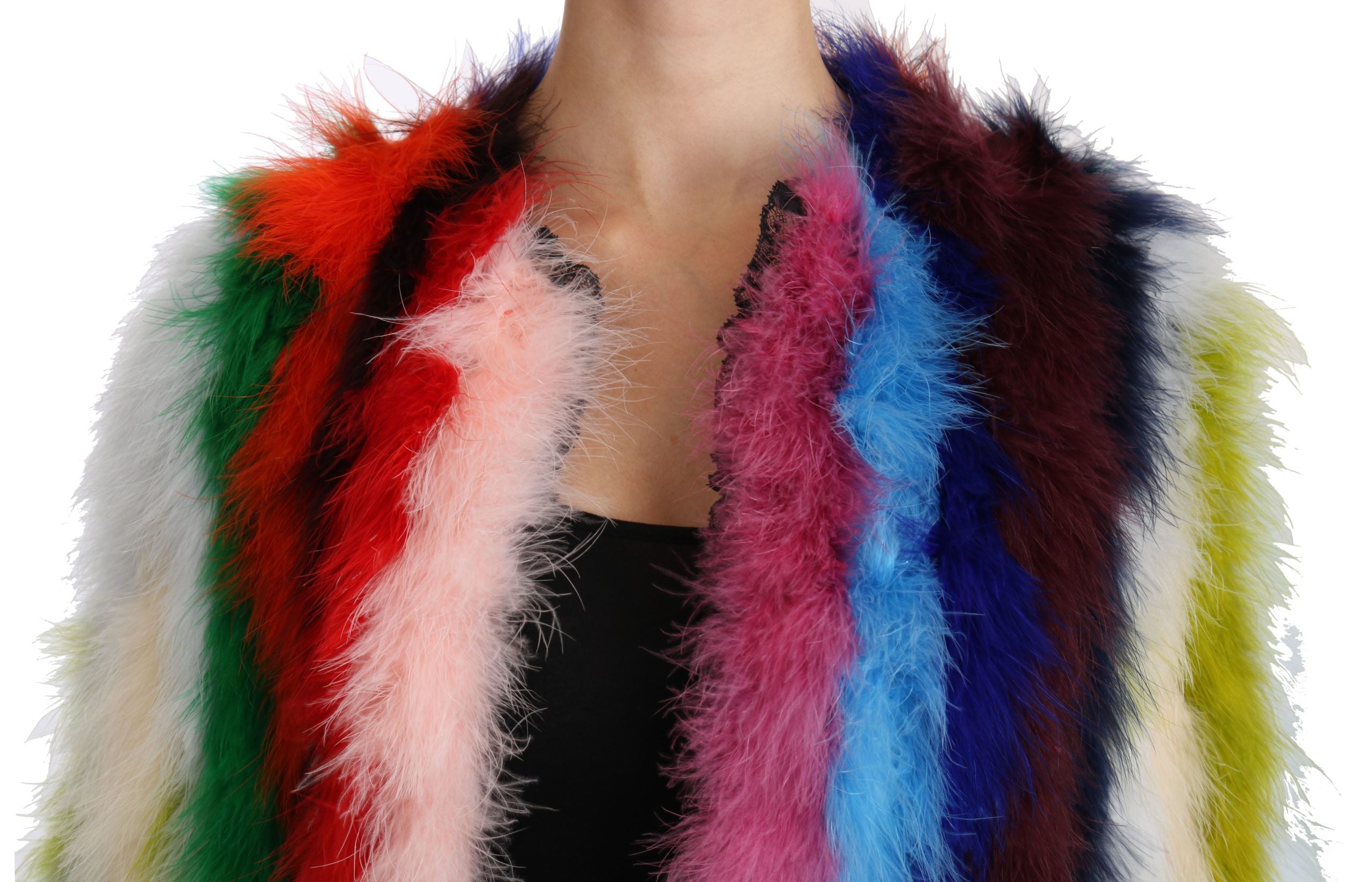Dolce & Gabbana Multicolor Türkei Feder Cape Pelzmantel