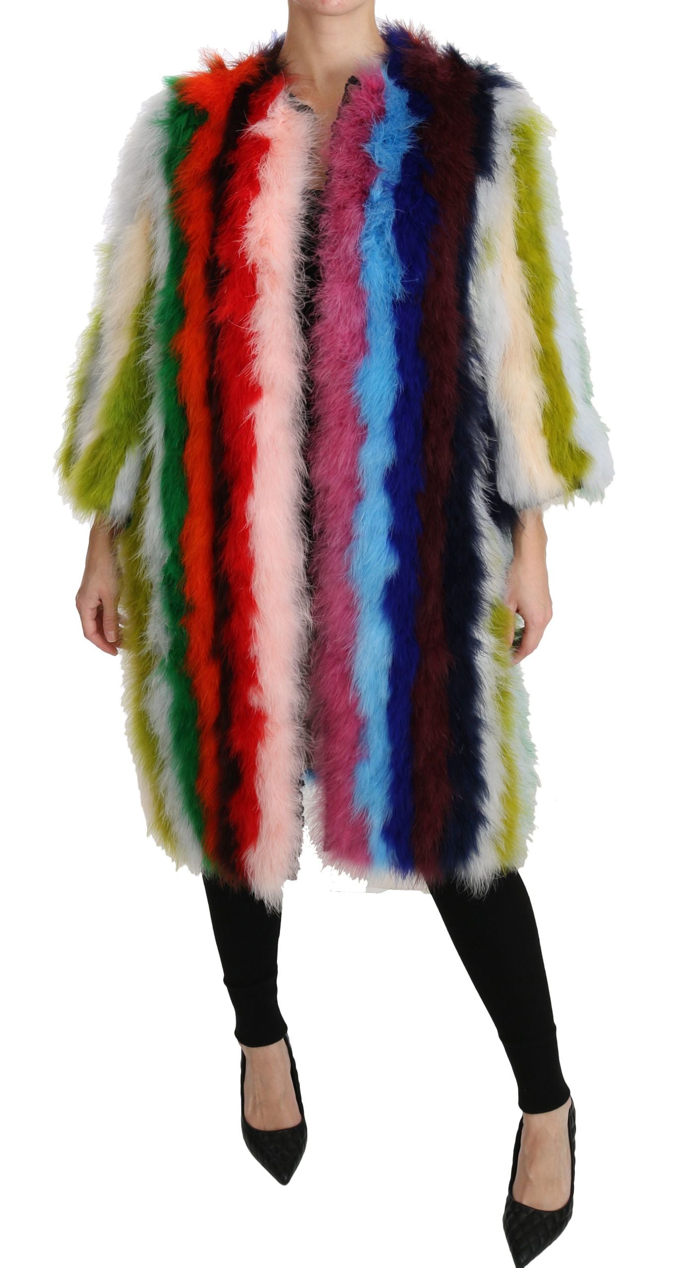 Dolce & Gabbana Multicolor Türkei Feder Cape Pelzmantel