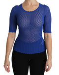 Dolce & Gabbana Blaues Rundhalsausschnitt-Top Viskosebluse