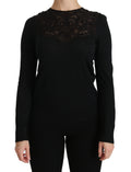 Dolce & Gabbana Black Silk Blouse with Crew Neck and Long Sleeves