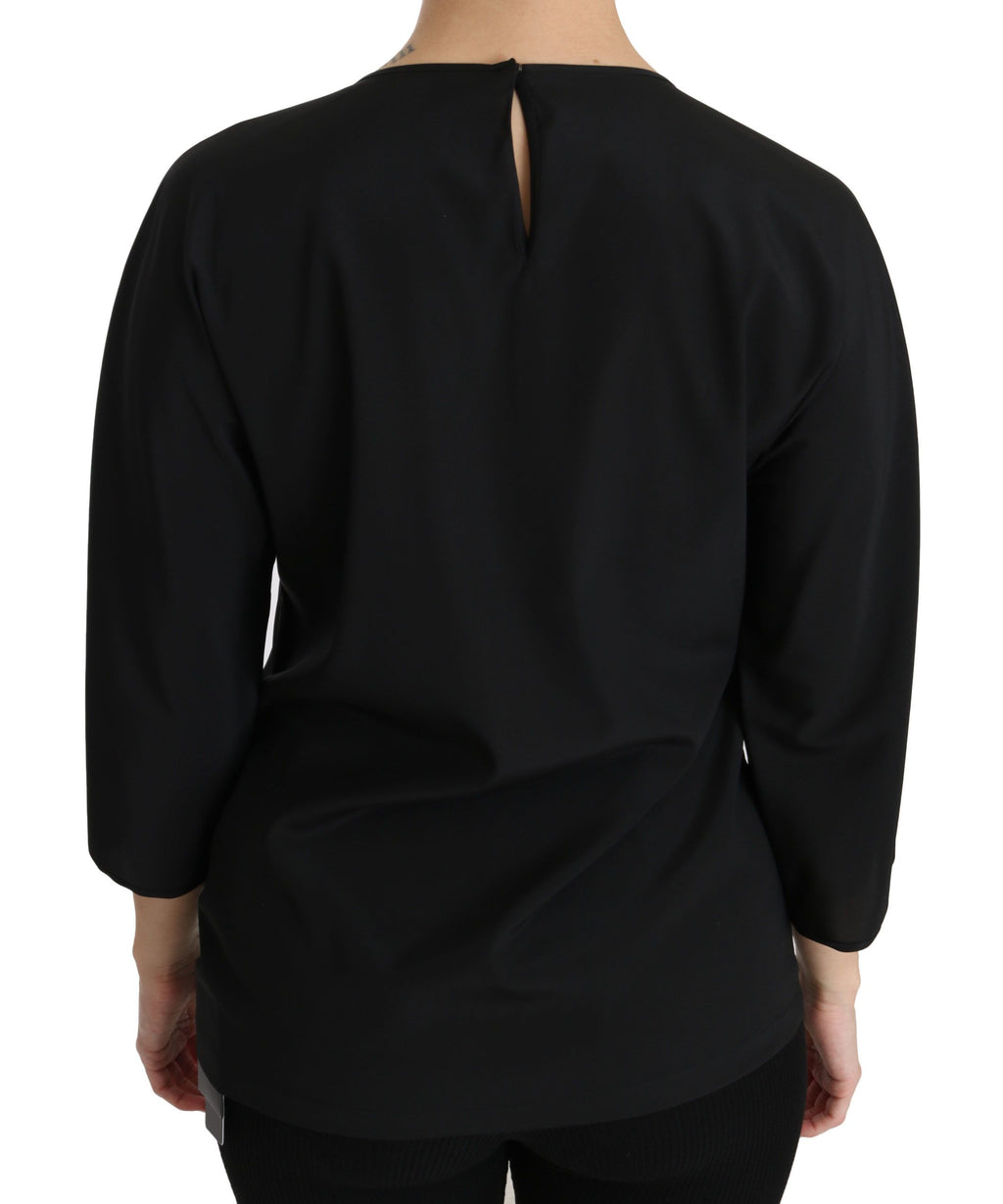 Dolce & Gabbana Schwarzes #dgfamily Top T-shirt Seidenbluse