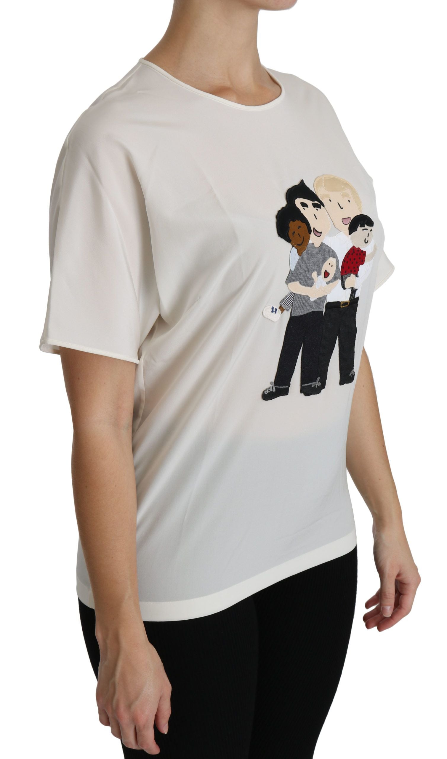 Dolce & Gabbana Weißes #dgfamily Patch Kurzarm-Blusentop