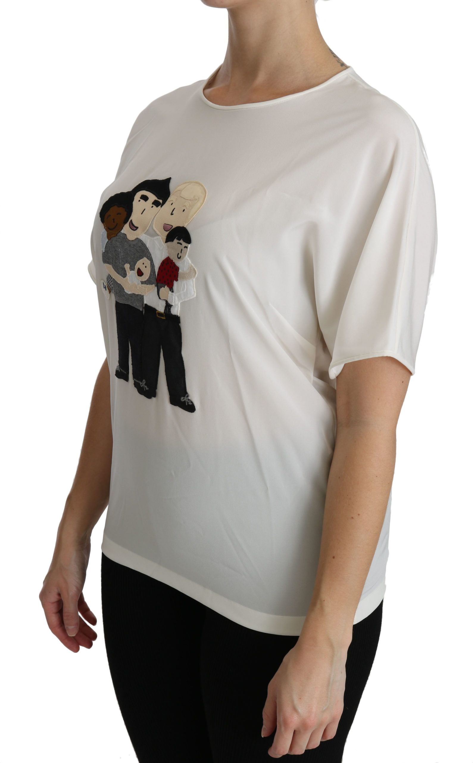 Dolce & Gabbana Weißes #dgfamily Patch Kurzarm-Blusentop