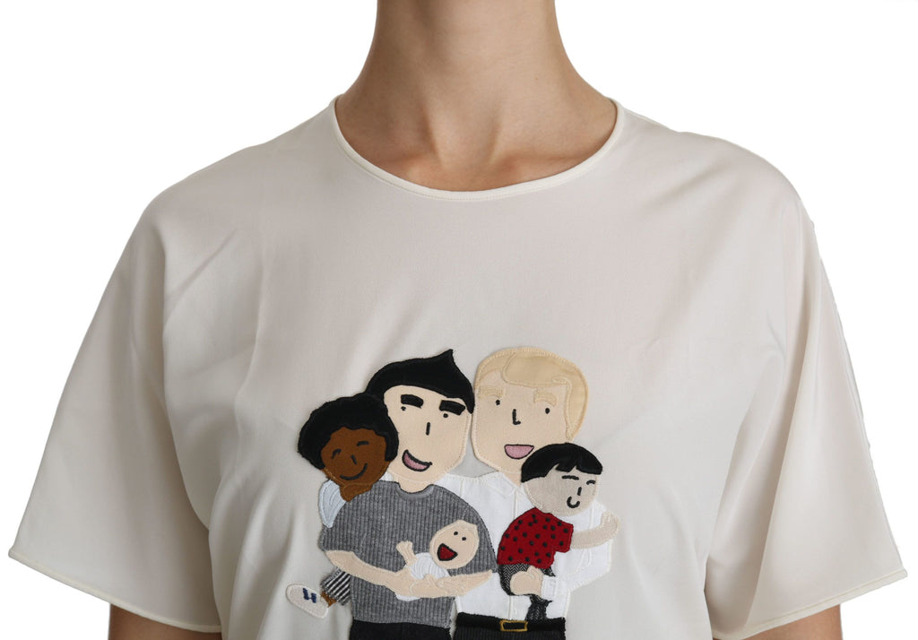 Dolce & Gabbana Weißes #dgfamily Patch Kurzarm-Blusentop