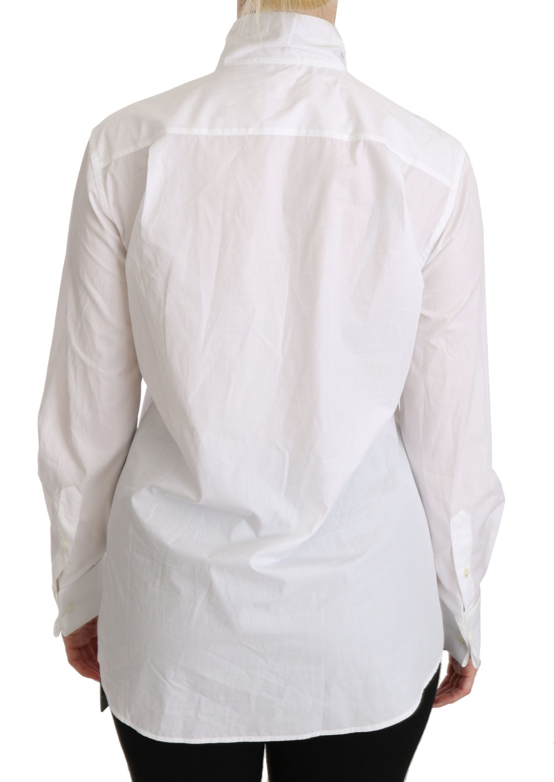 Dolce & Gabbana Weißes langärmeliges Poloshirt mit Rollkragen