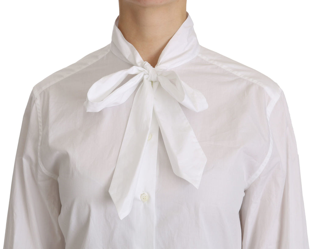 Dolce & Gabbana Weißes langärmeliges Poloshirt mit Rollkragen