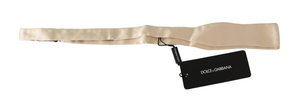 Dolce & Gabbana Beige Slim Skinny Men's Tie 100% Silk Bowtie