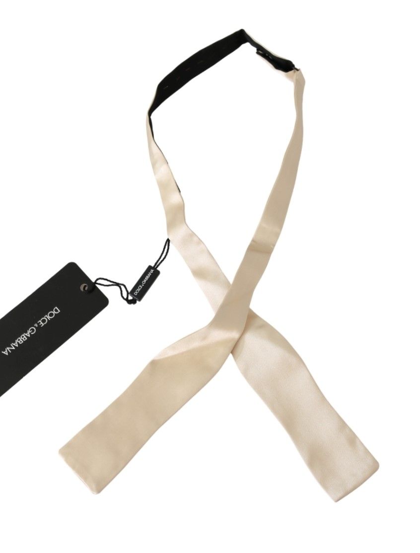 Dolce & Gabbana Beige Slim Skinny Men's Tie 100% Silk Bowtie