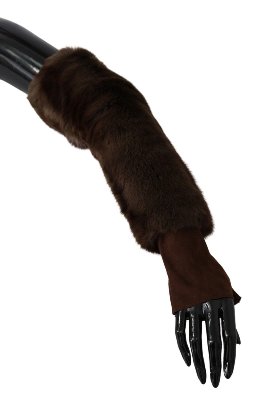 Dolce & Gabbana Brown elbow-length fingerless fur gloves