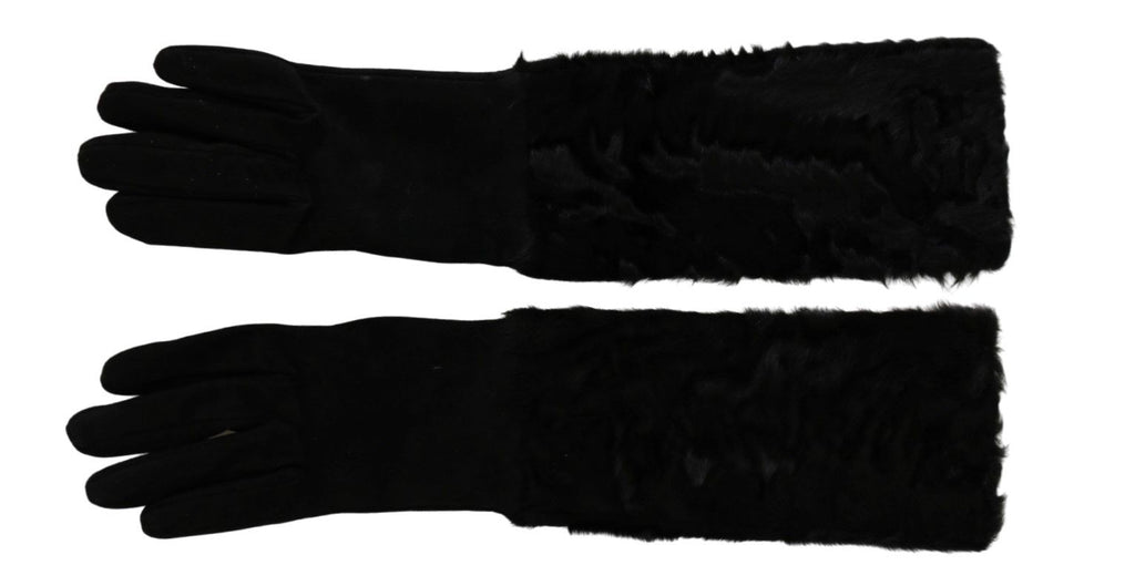 Dolce & Gabbana Black Elbow-Length Suede Mittens
