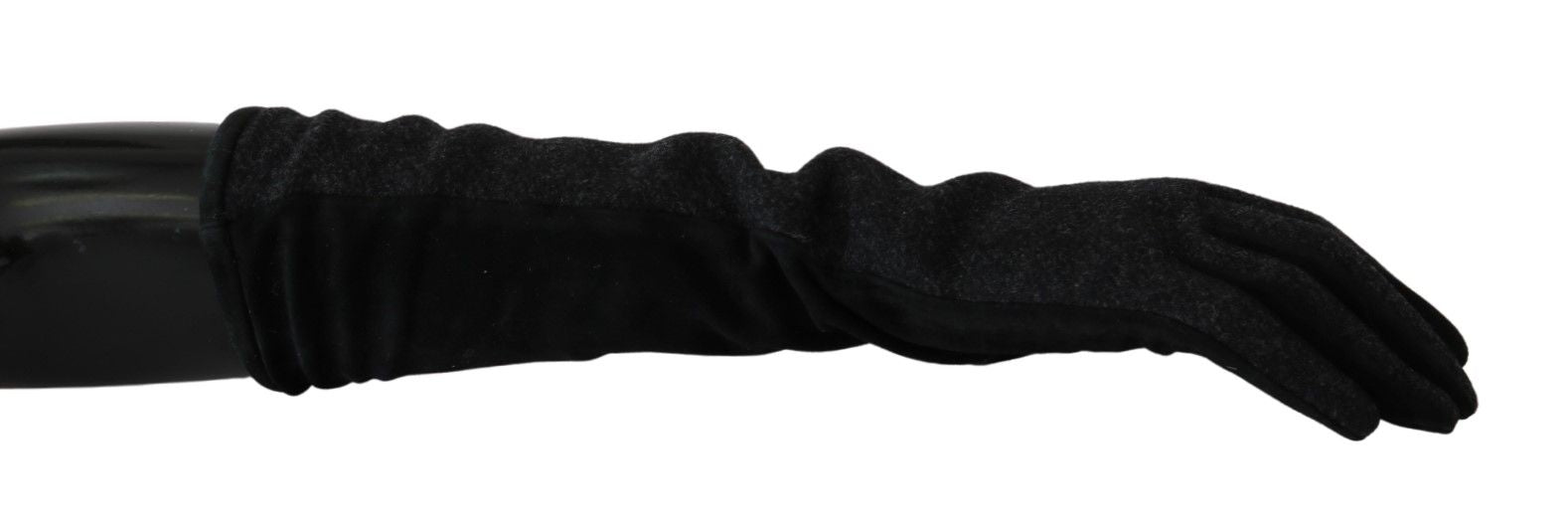 Dolce & Gabbana Black Gray Mid-Arm Length Wool Gloves