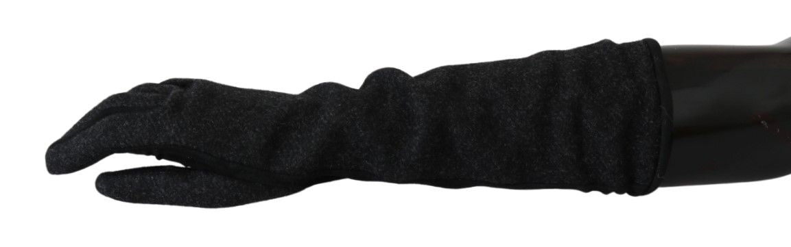 Dolce & Gabbana Black Gray Mid-Arm Length Wool Gloves