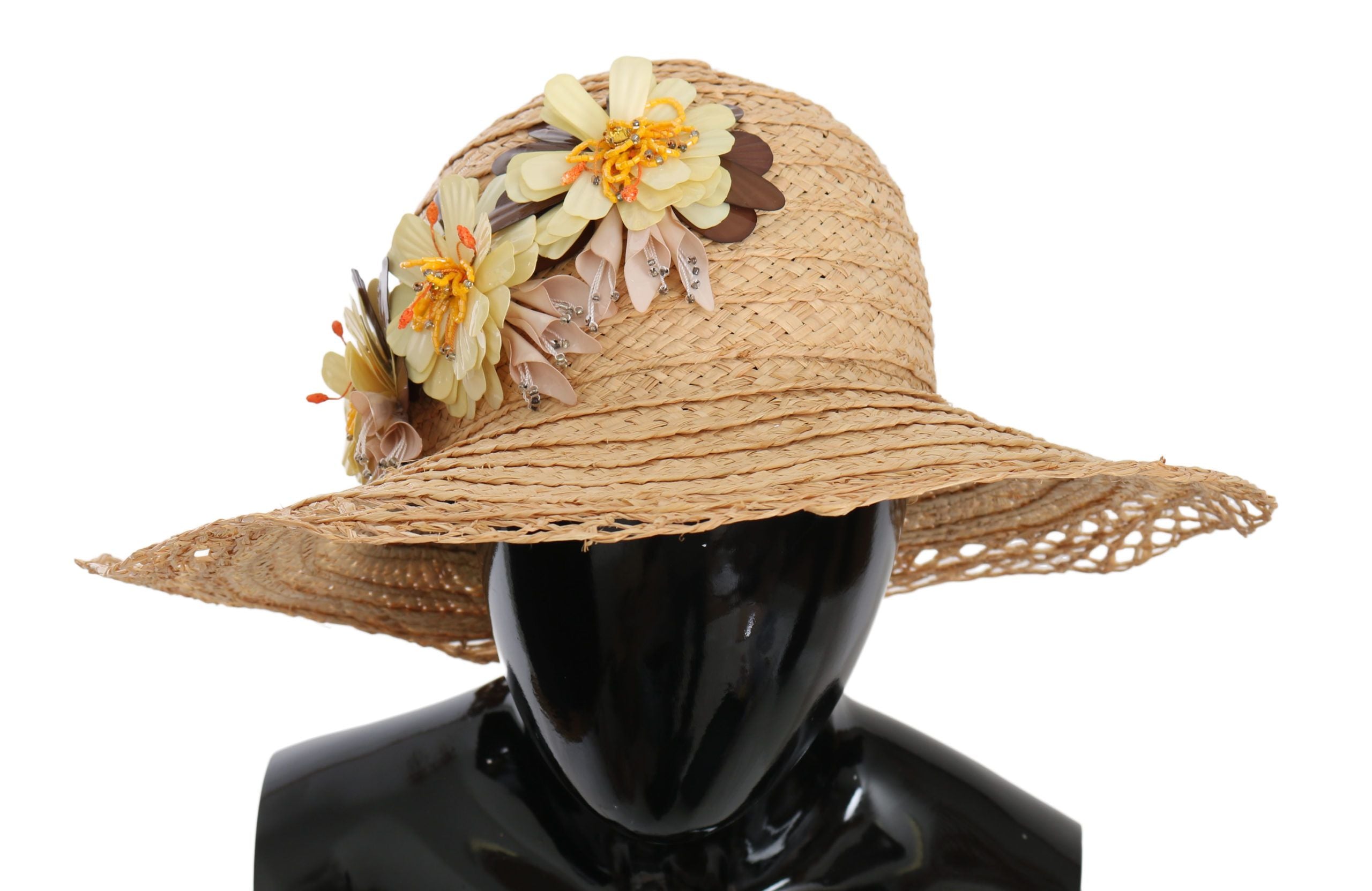 Dolce & Gabbana Beige Wide Brim Floral Bucket Hat