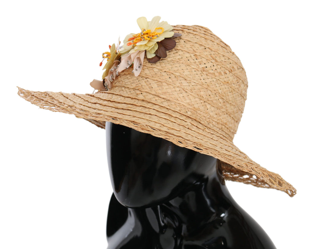 Dolce & Gabbana Beige Wide Brim Floral Bucket Hat