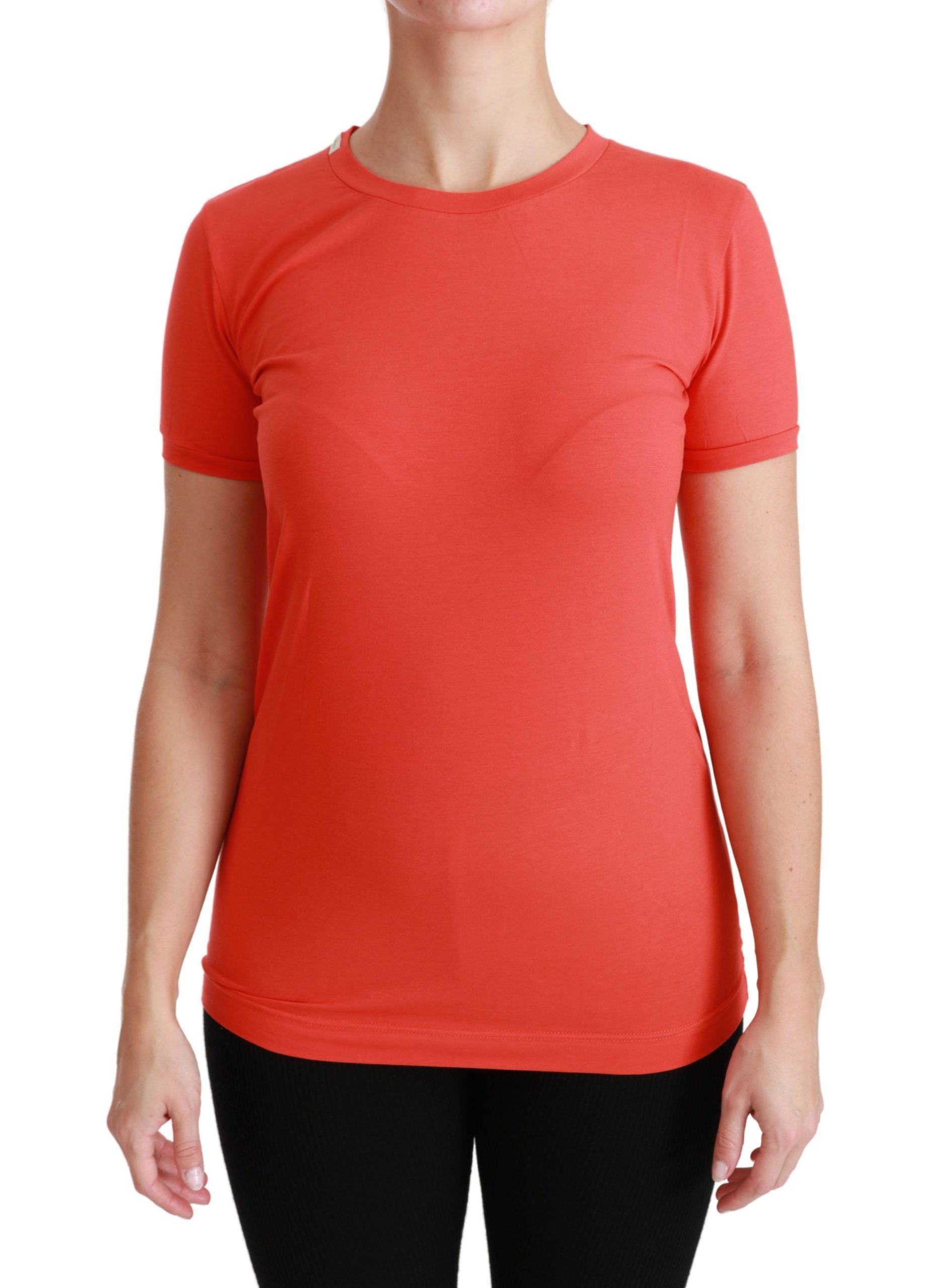 Dolce & Gabbana Rotes T-Shirt mit Rundhalsausschnitt und kurzen Ärmeln Baumwoll-Top