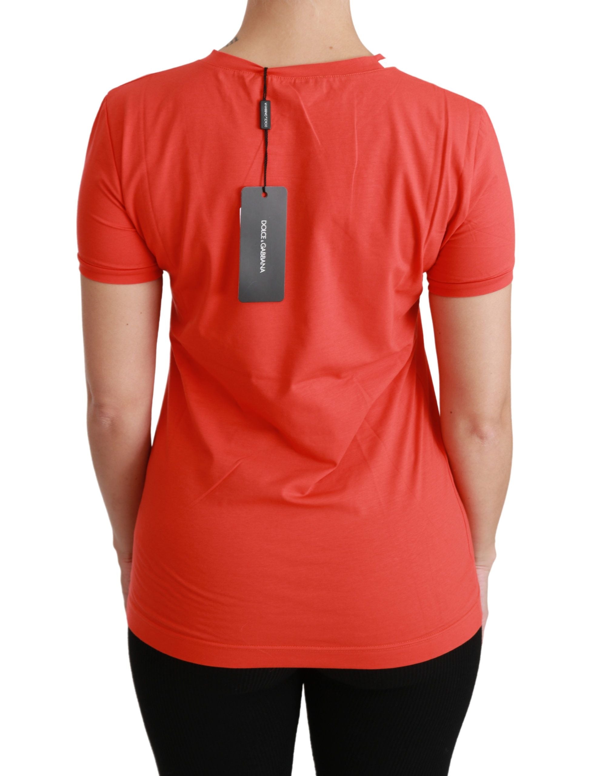 Dolce & Gabbana Rotes T-Shirt mit Rundhalsausschnitt und kurzen Ärmeln Baumwoll-Top