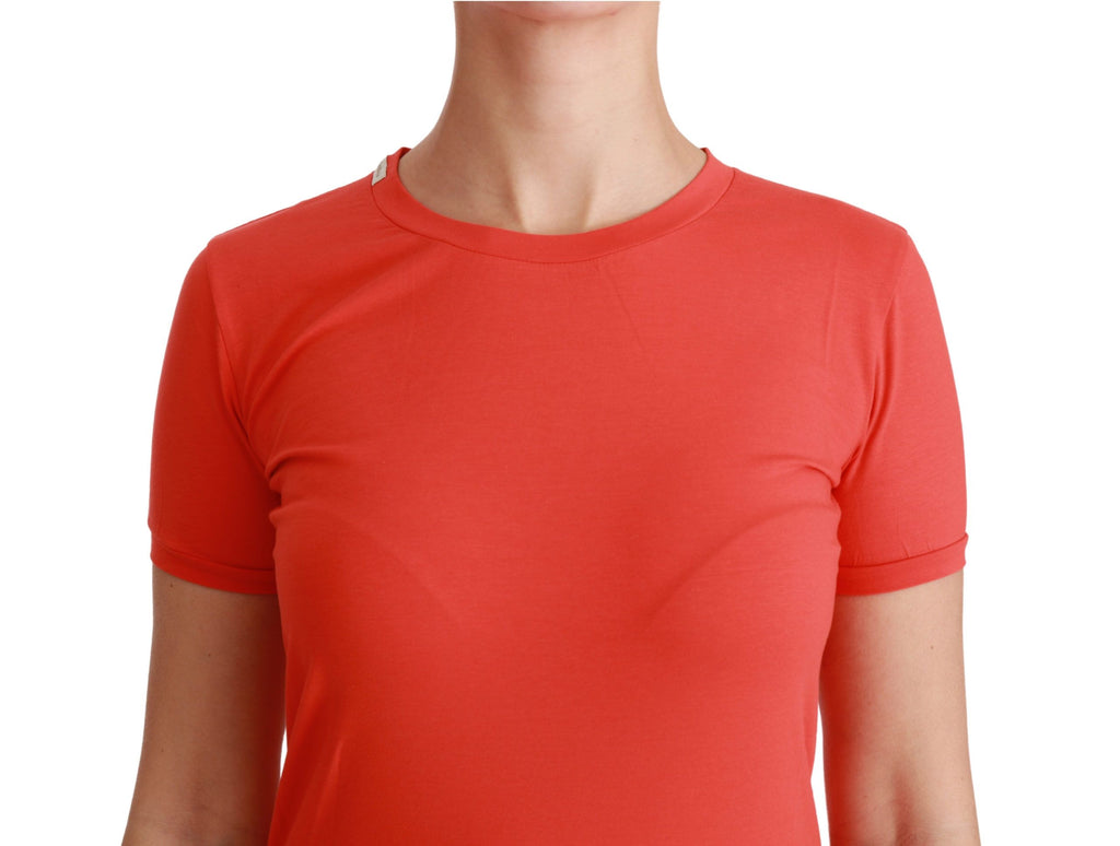 Dolce & Gabbana Rotes T-Shirt mit Rundhalsausschnitt und kurzen Ärmeln Baumwoll-Top