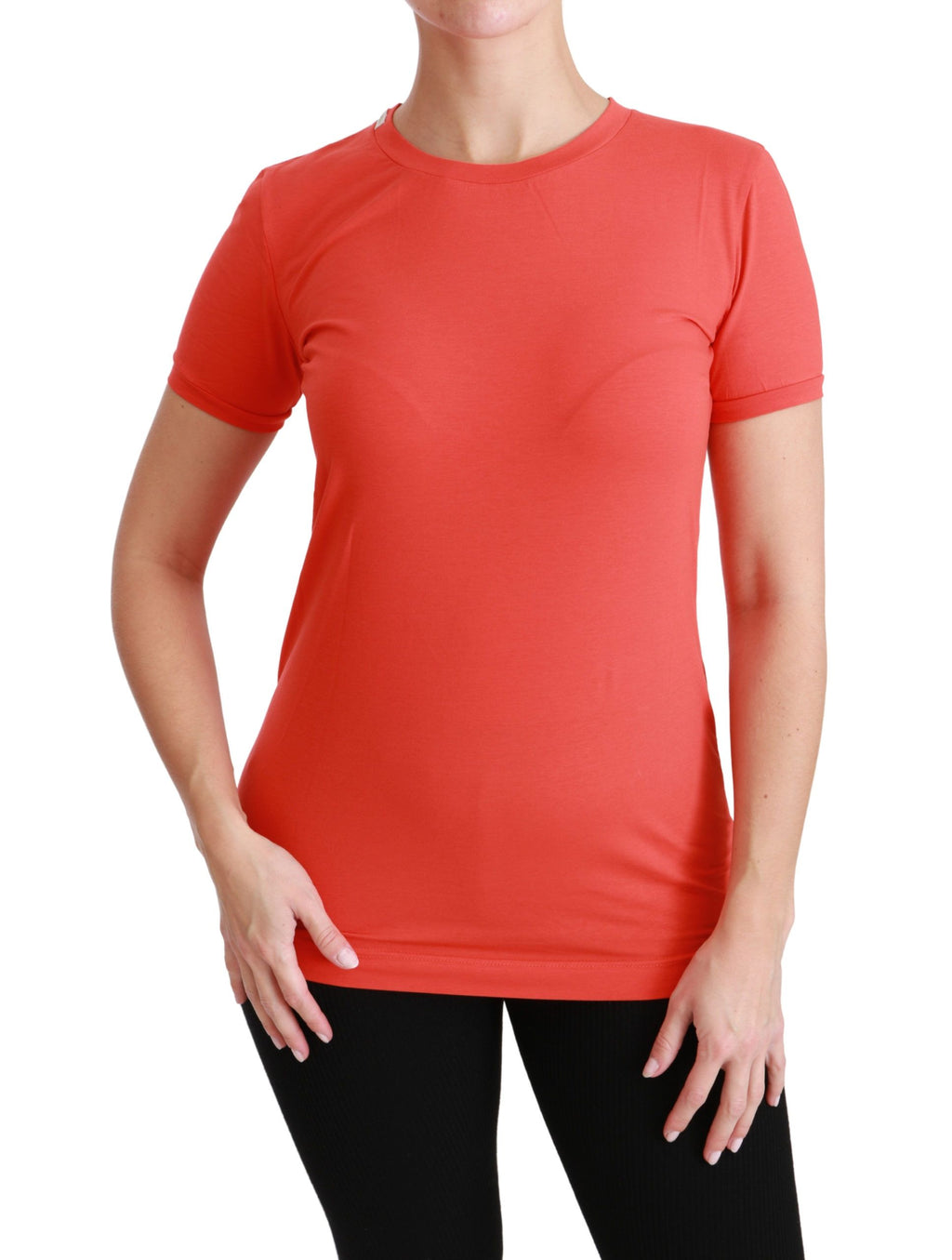 Dolce & Gabbana Rotes T-Shirt mit Rundhalsausschnitt und kurzen Ärmeln Baumwoll-Top