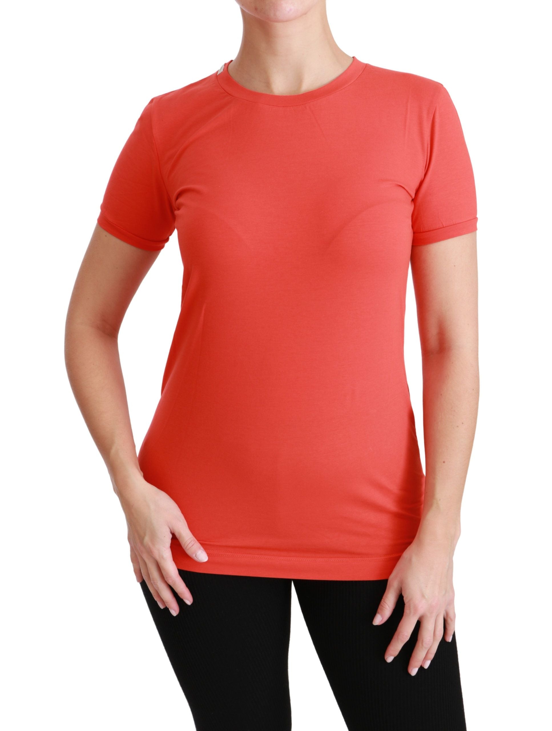 Dolce & Gabbana Rotes T-Shirt mit Rundhalsausschnitt und kurzen Ärmeln Baumwoll-Top