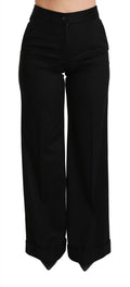 Dolce & Gabbana Schwarze Schlaghosen mit weitem Bein aus Kaschmir