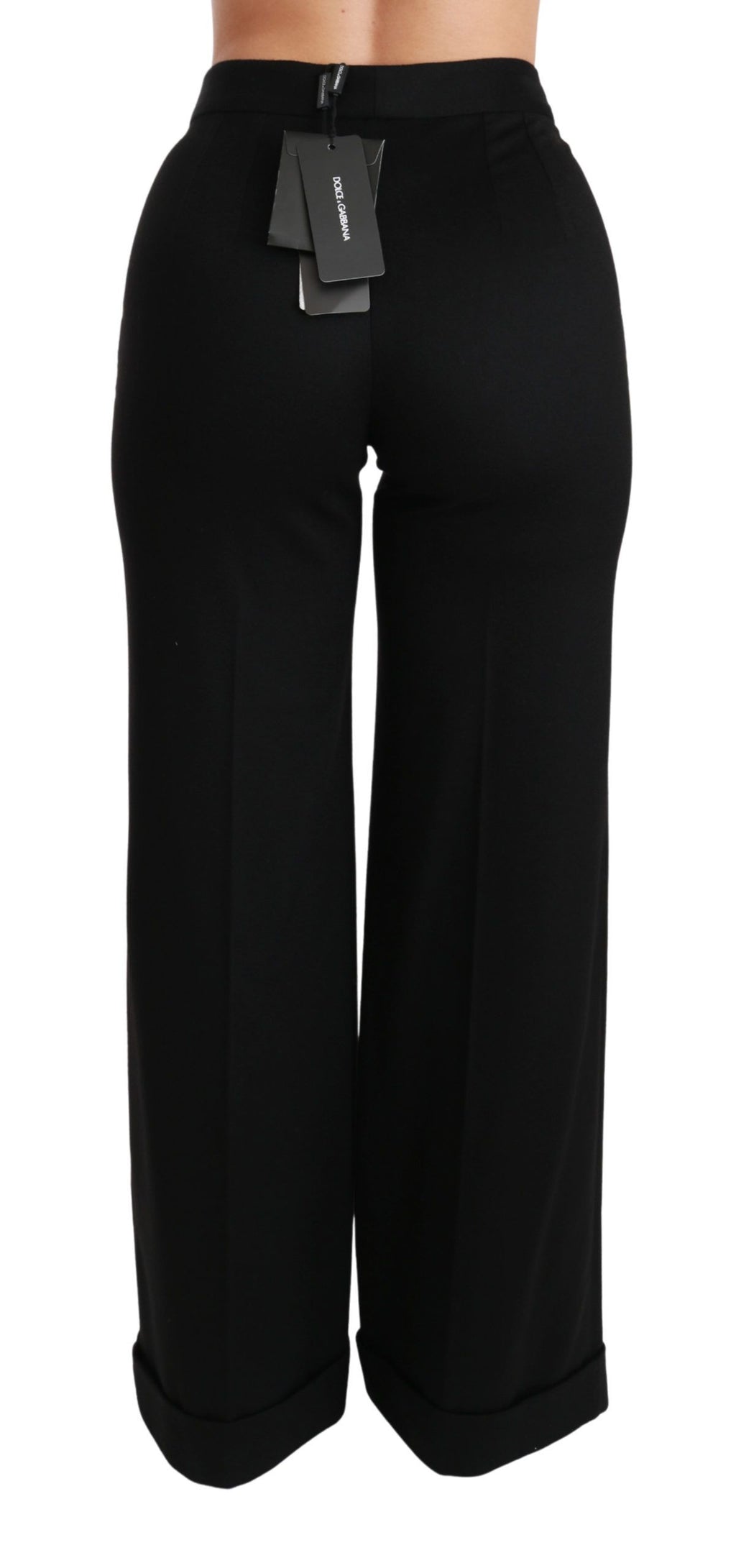 Dolce & Gabbana Schwarze Schlaghosen mit weitem Bein aus Kaschmir