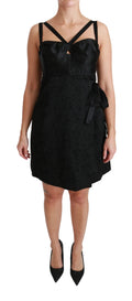 Dolce & Gabbana Schwarzes Stretch-Satin-Jacquard-Minikleid