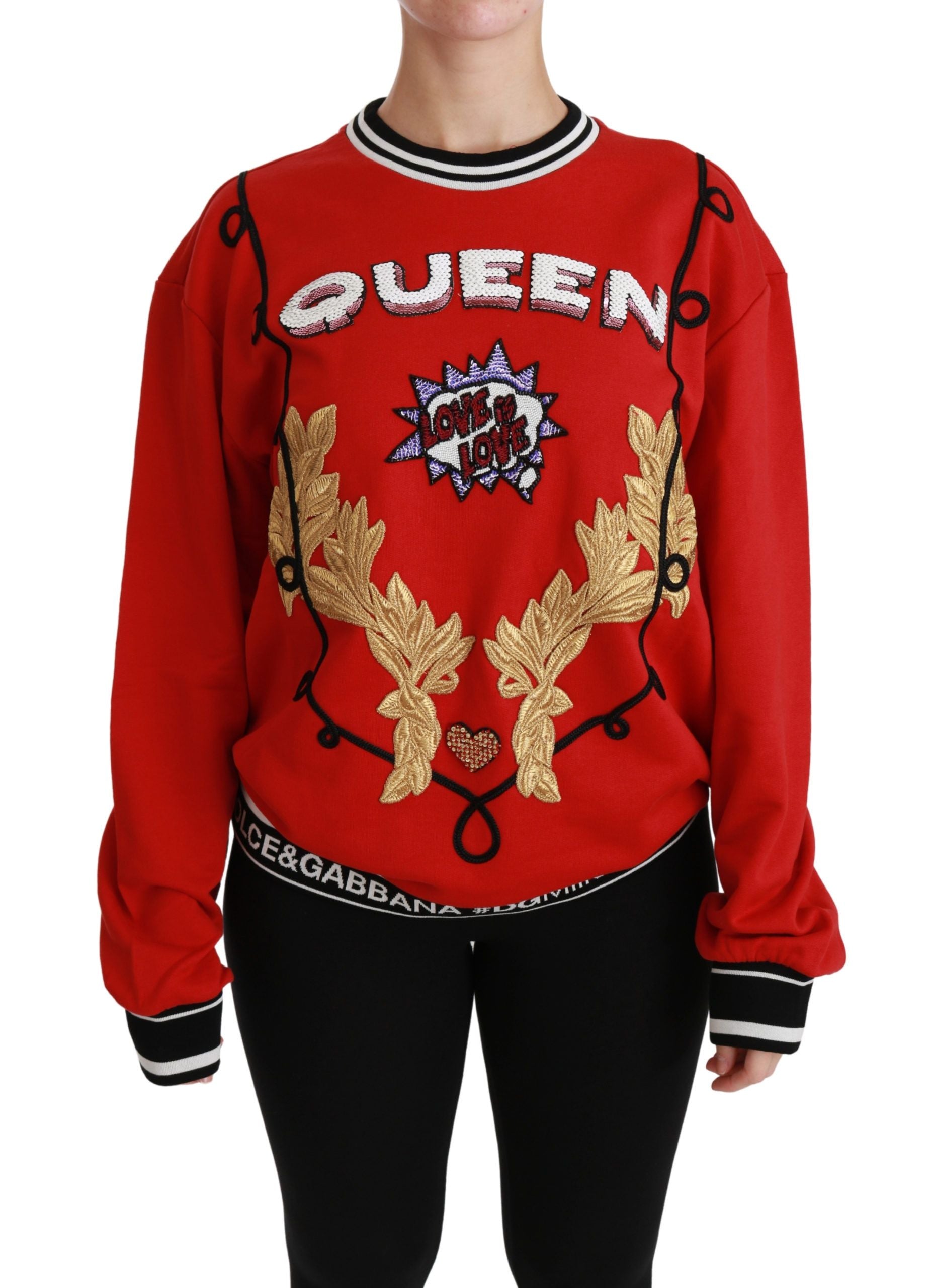 Dolce & Gabbana Red Queen Sequin Love Sweater