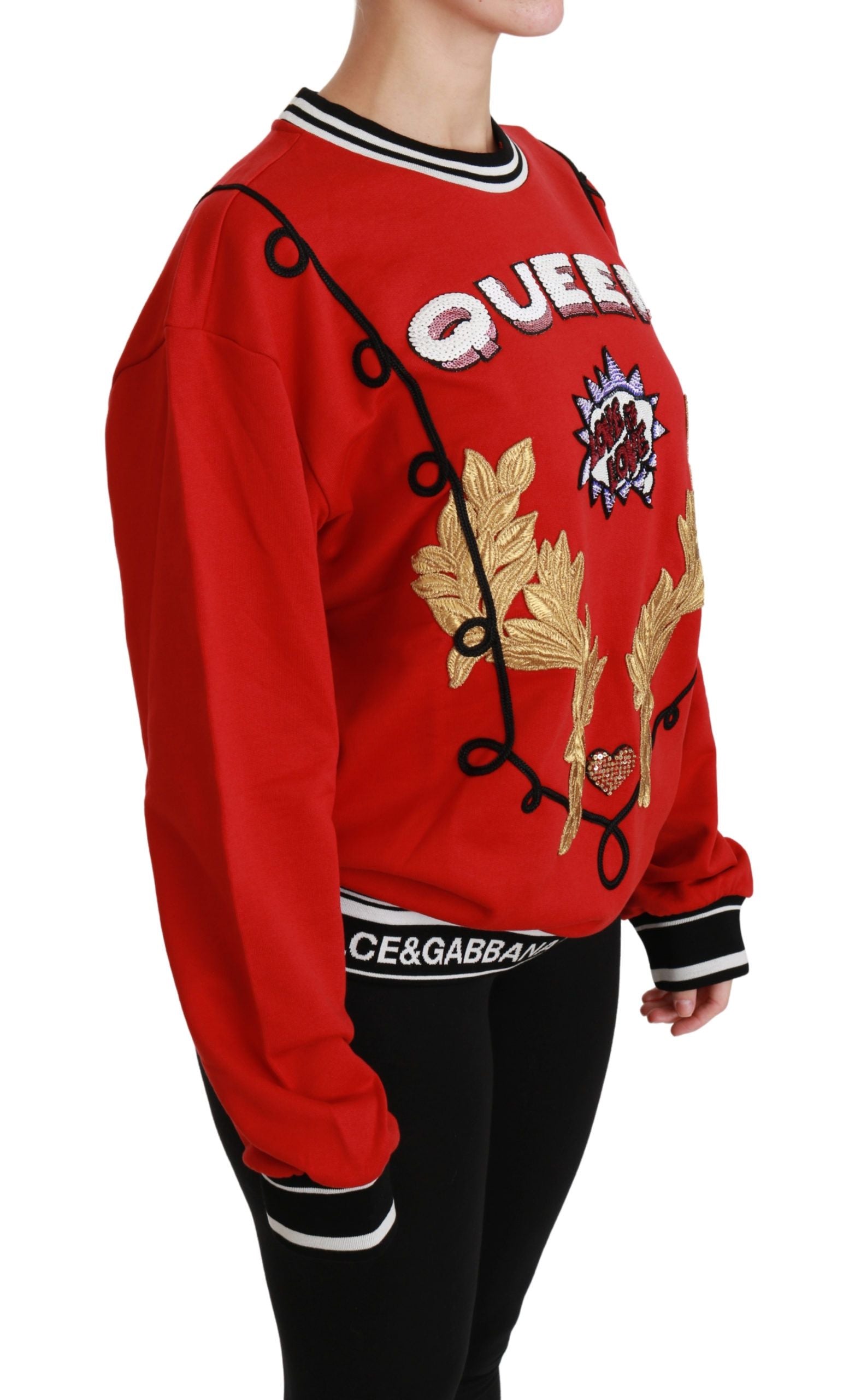 Dolce & Gabbana Red Queen Sequin Love Sweater