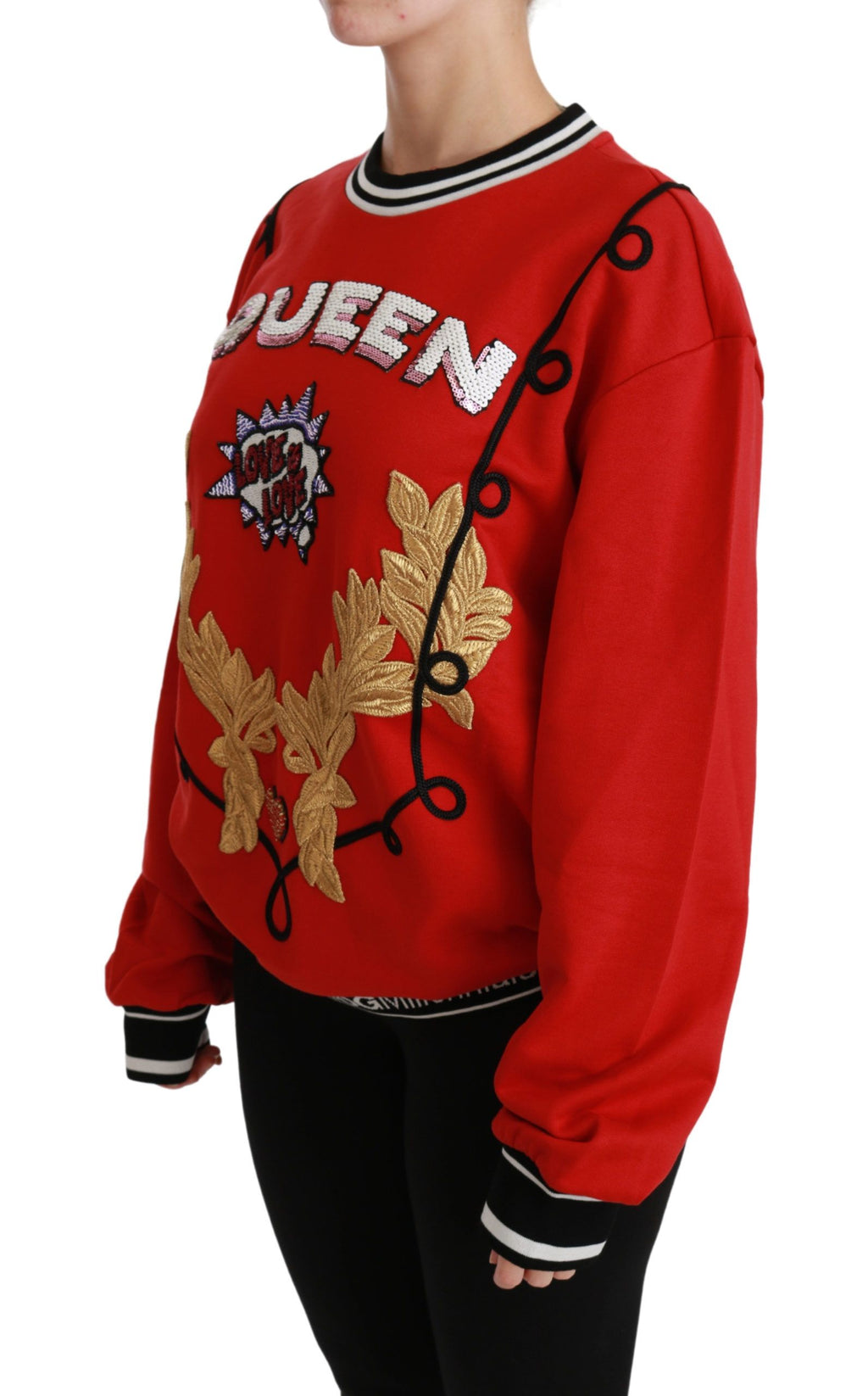 Dolce & Gabbana Red Queen Sequin Love Sweater