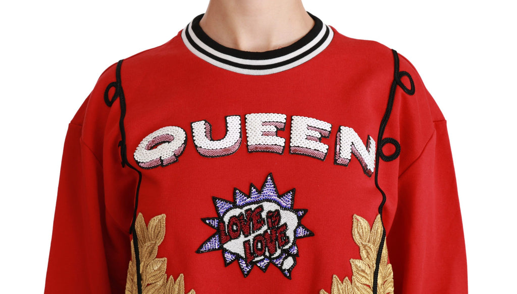 Dolce & Gabbana Red Queen Sequin Love Sweater