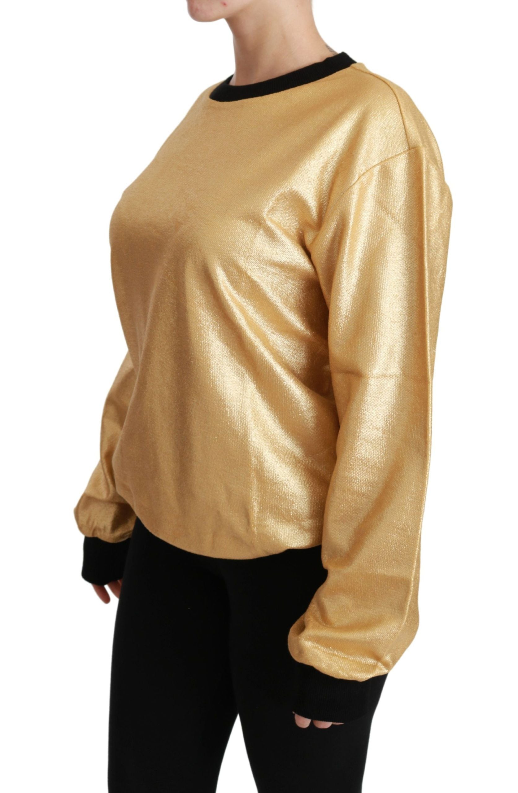 Dolce & Gabbana Cotton Crew-neck Sweater in Gold