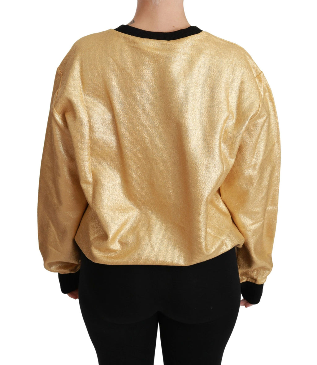 Dolce & Gabbana Cotton Crew-neck Sweater in Gold