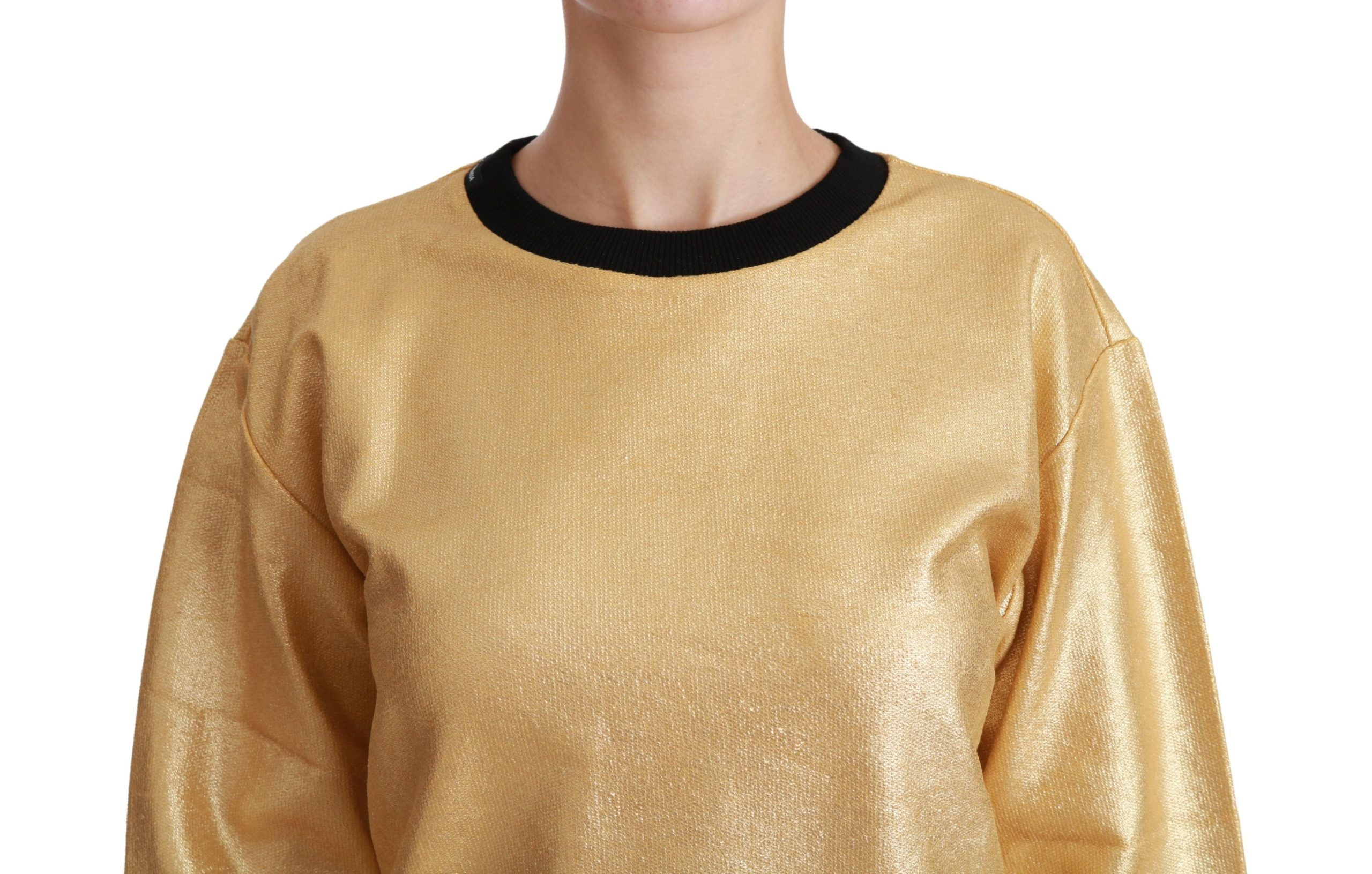 Dolce & Gabbana Cotton Crew-neck Sweater in Gold