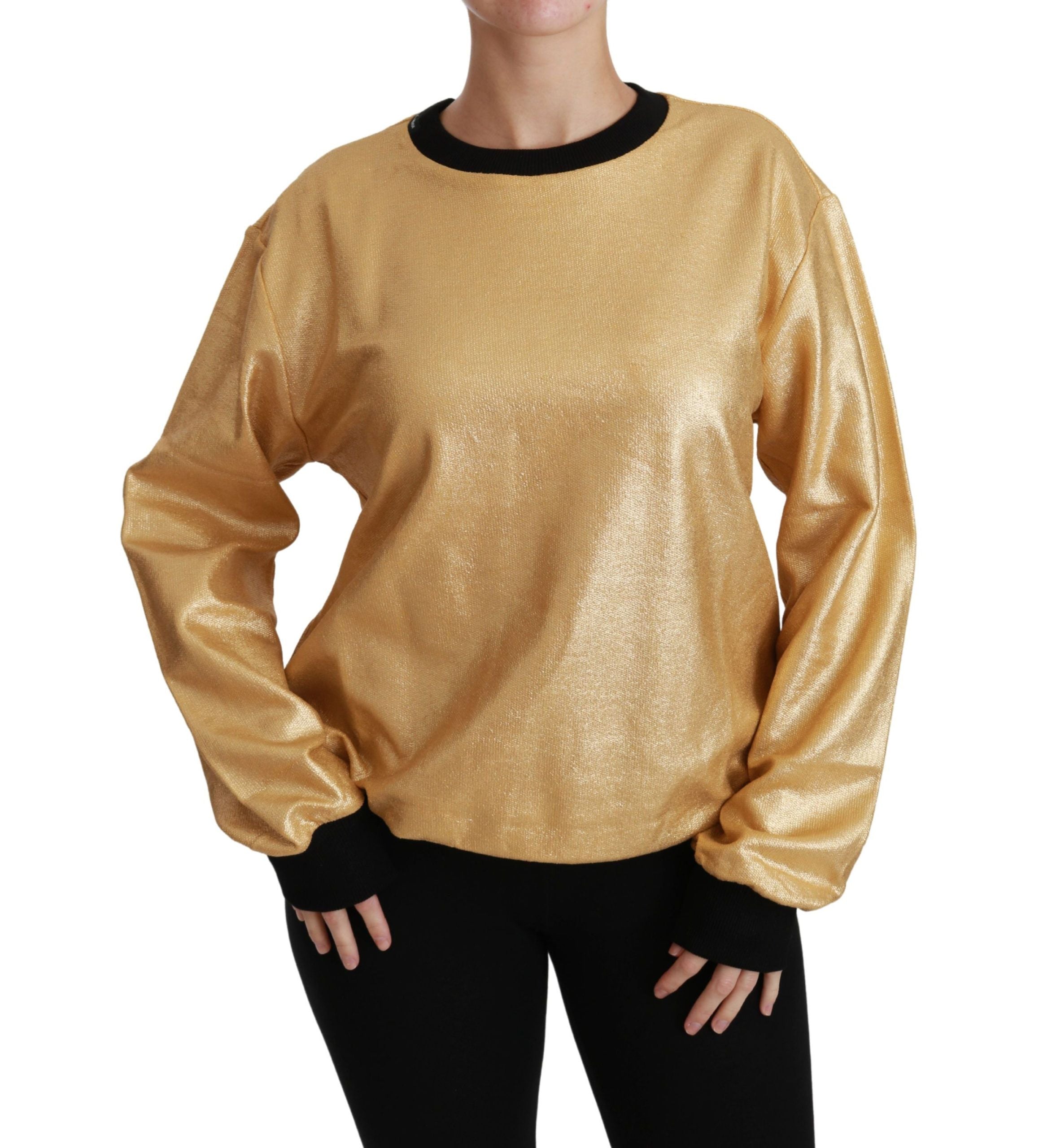 Dolce & Gabbana Cotton Crew-neck Sweater in Gold