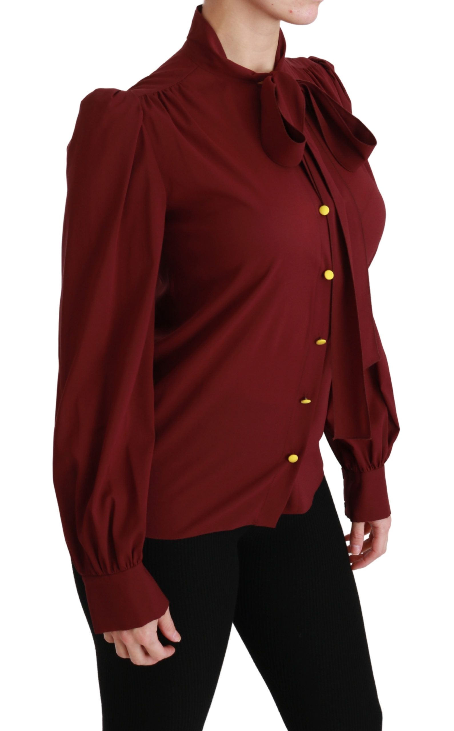 Dolce & Gabbana Chestnut Long Sleeve Shirt Blouse Silk Top