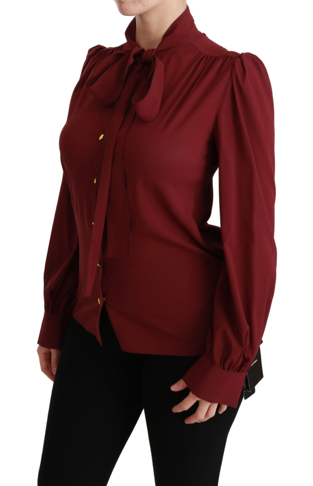 Dolce & Gabbana Chestnut Long Sleeve Shirt Blouse Silk Top
